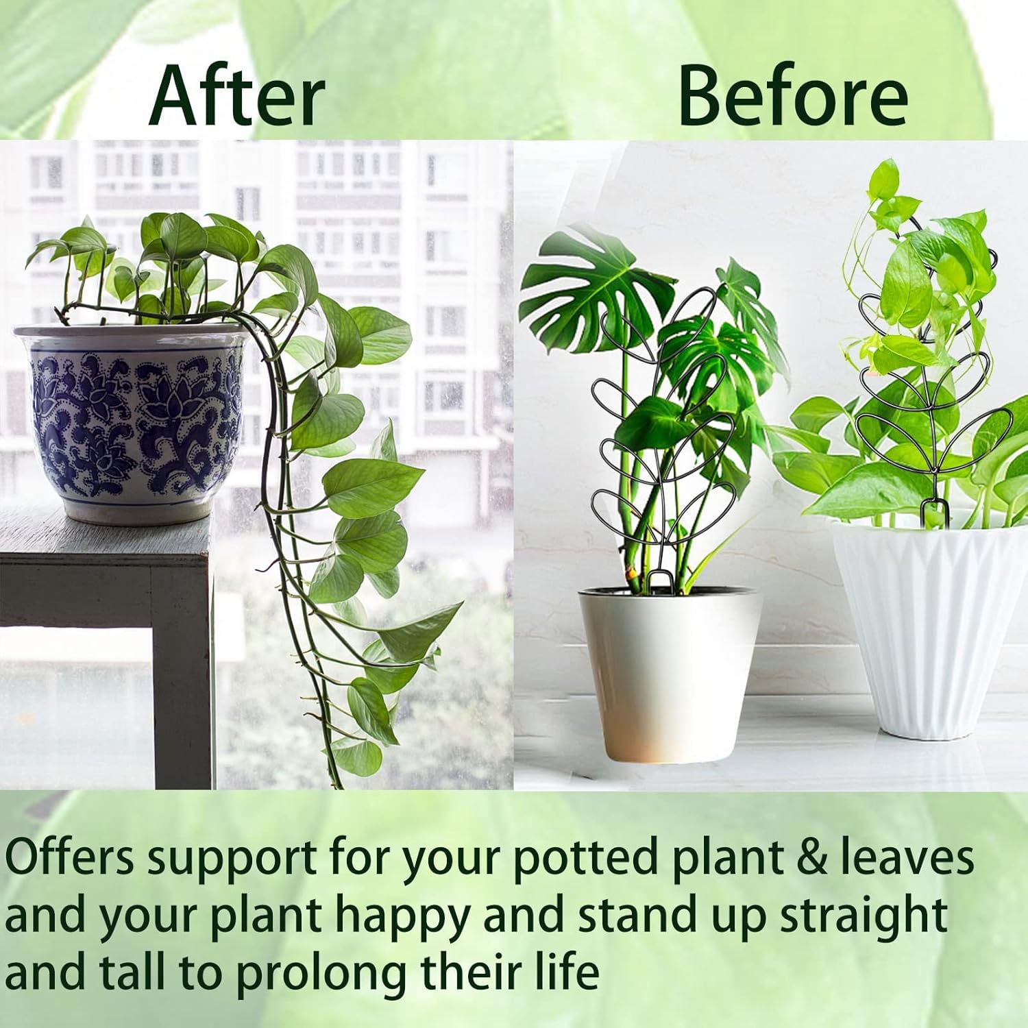 4 Pcs Small Metal Trellis for Potted Plants,Indoor Plants Trellis for Climbing,Leaf Shapes Mini Plant Trellis Support Stake House Plant Trellis for Garden Potted, Hoya, Pothos, Flower, Monstera(Black) - Image 4
