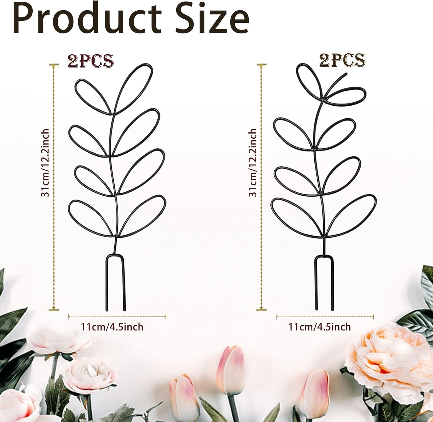 4 Pcs Small Metal Trellis for Potted Plants,Indoor Plants Trellis for Climbing,Leaf Shapes Mini Plant Trellis Support Stake House Plant Trellis for Garden Potted, Hoya, Pothos, Flower, Monstera(Black) - Image 7