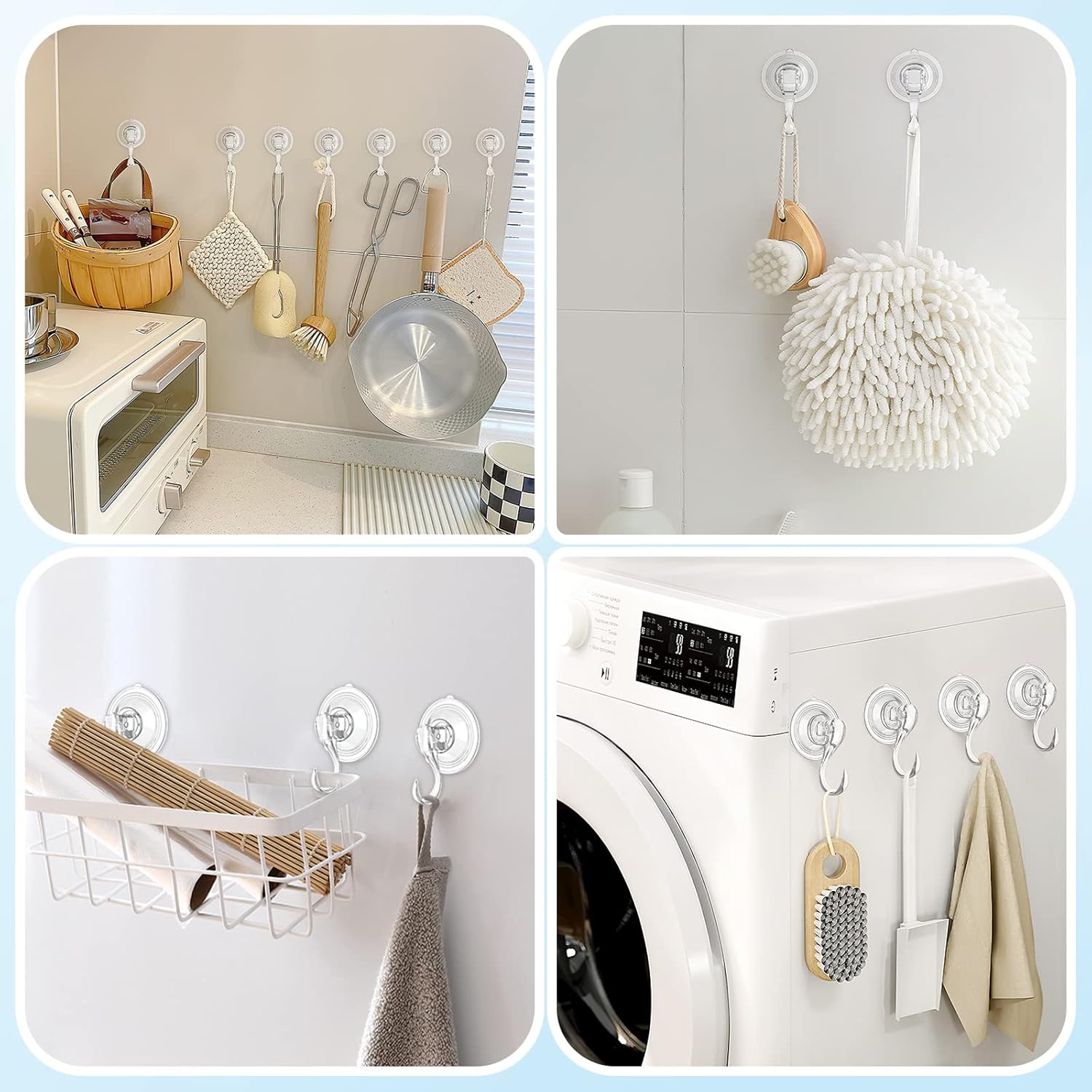Suction Cup Hooks, Small Shower Suction Hooks with Wipes, Heavy Duty, Removable and Reusable, Clear, 2 Pcs - Image 2