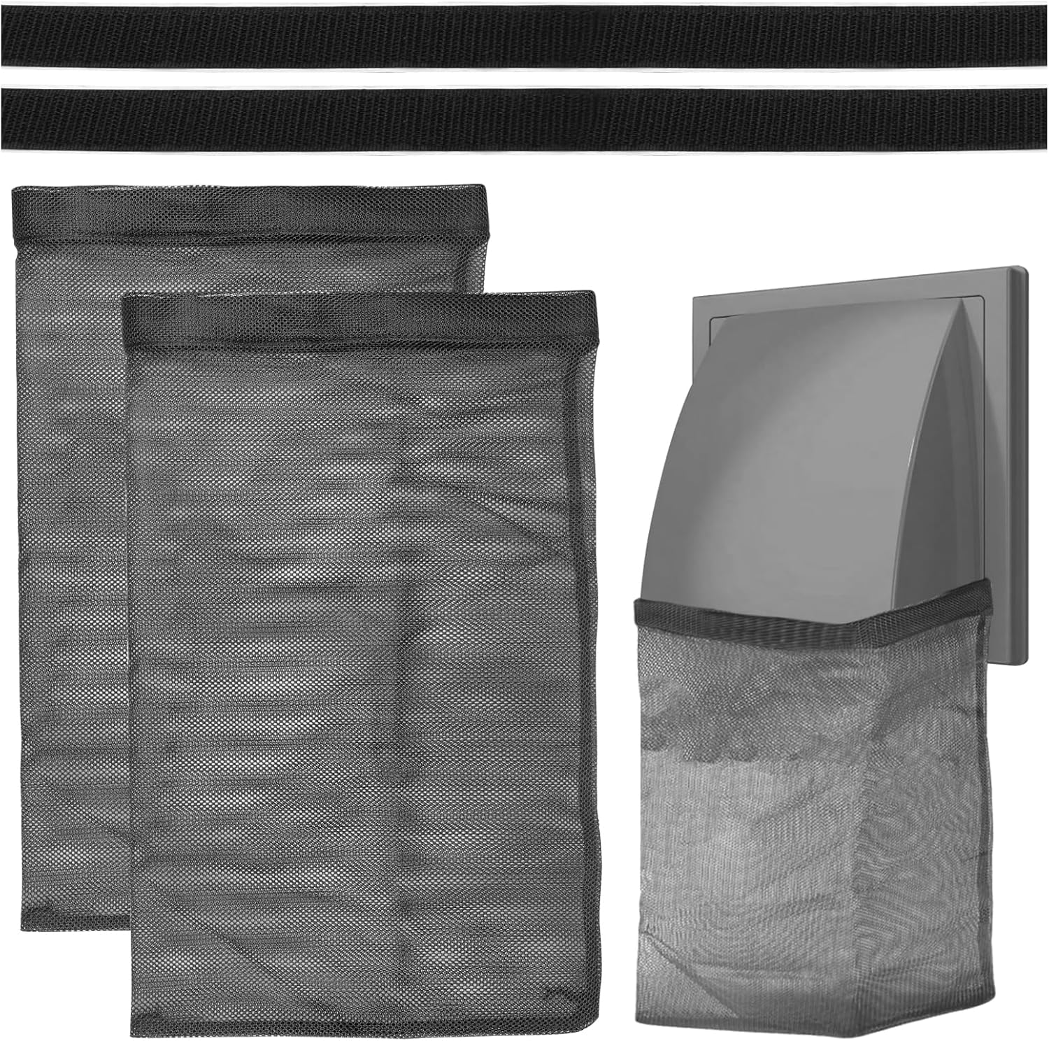 2Pcs Dryer Vent Lint Bags Lint Traps, Dryer Lint Trap Dryer Lint Catcher Lint Bag for Outdoor Dryer Vent, 15.35 X 9.84 Inch Exterior Dryer Vent Cover Capturing Lint and Dust for House(Black) - Image 1