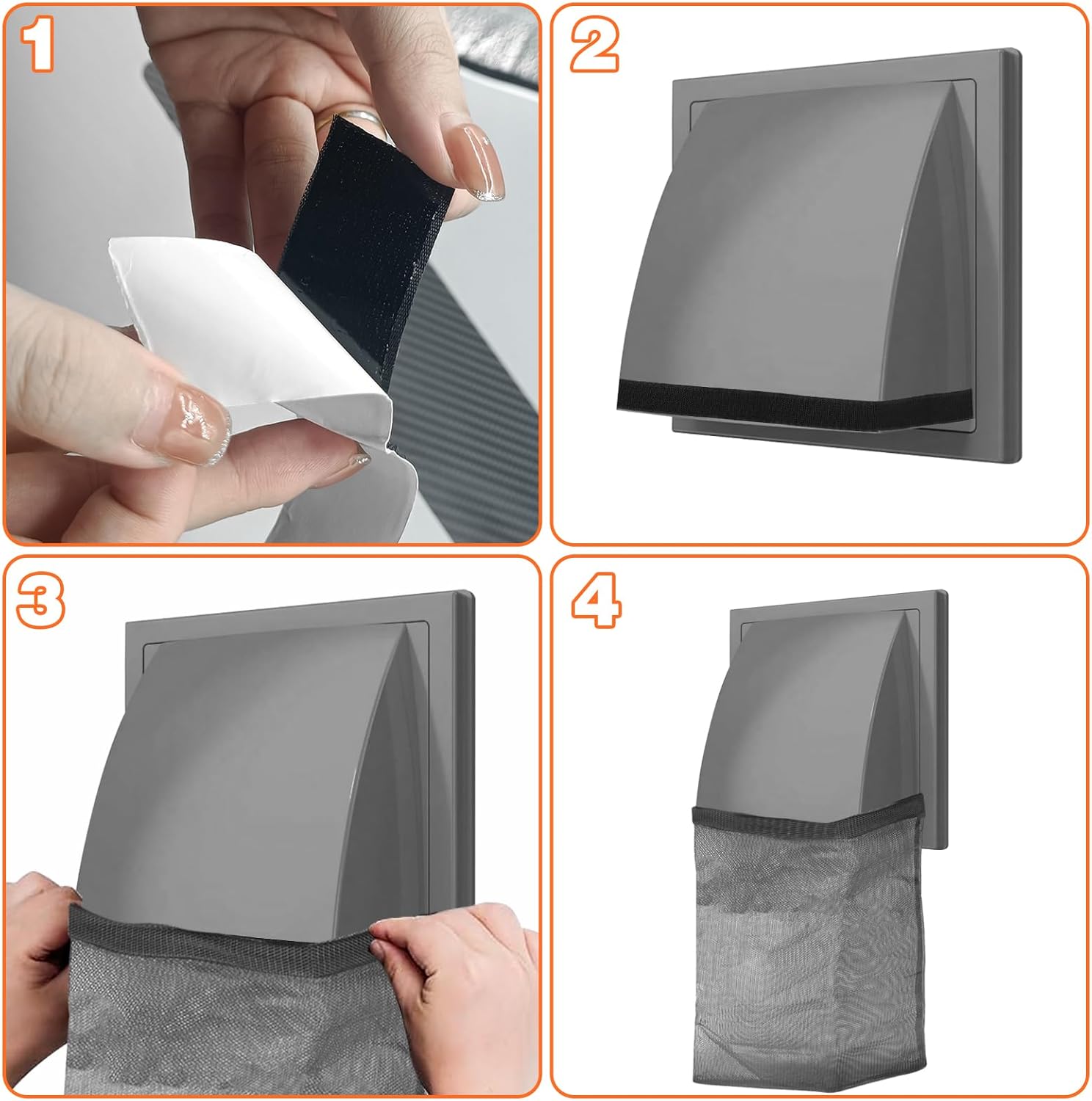 2Pcs Dryer Vent Lint Bags Lint Traps, Dryer Lint Trap Dryer Lint Catcher Lint Bag for Outdoor Dryer Vent, 15.35 X 9.84 Inch Exterior Dryer Vent Cover Capturing Lint and Dust for House(Black) - Image 5