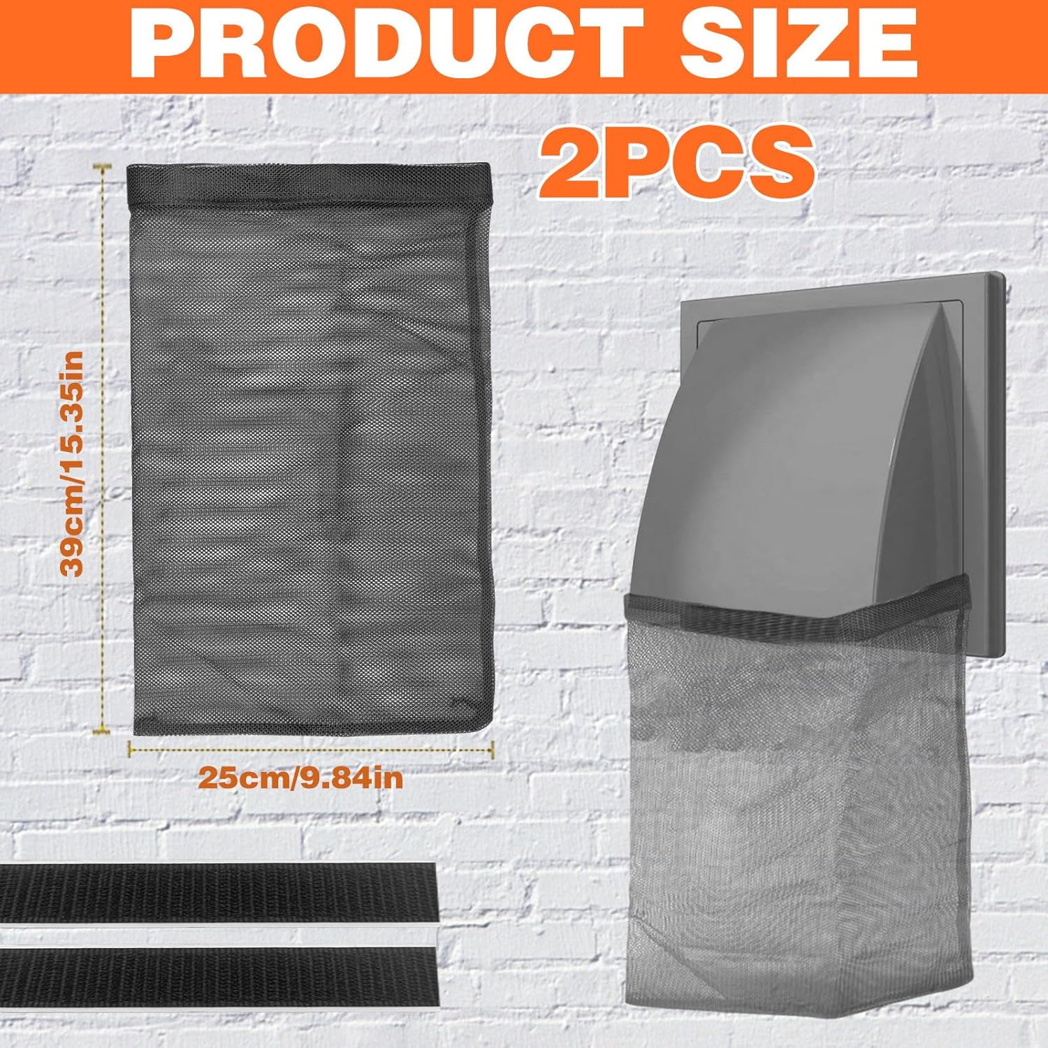 2Pcs Dryer Vent Lint Bags Lint Traps, Dryer Lint Trap Dryer Lint Catcher Lint Bag for Outdoor Dryer Vent, 15.35 X 9.84 Inch Exterior Dryer Vent Cover Capturing Lint and Dust for House(Black) - Image 7