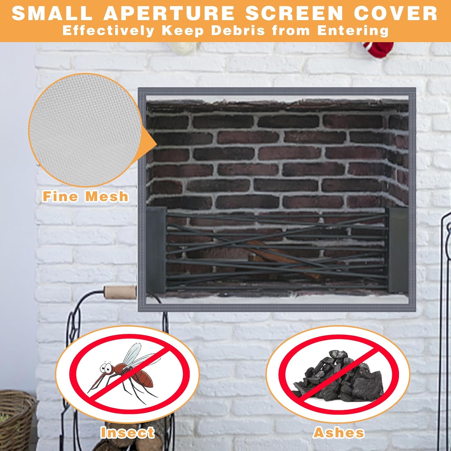 Fireplace Screen Mesh Cover, Magnetic Fireplace Cover Baby Proof Barrier Guard Pet Proof with Magic Tape, Fireplace Doors Mesh Gate Fire Place Cover for The Living Room Decorative, 39