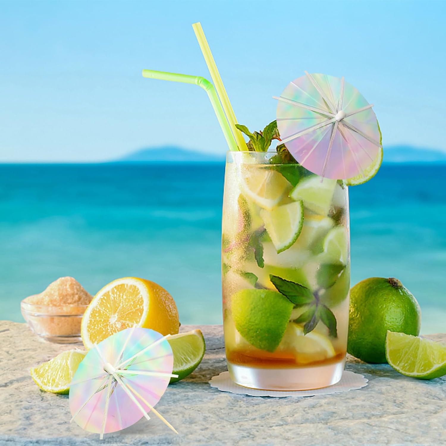 50Pcs Drink Umbrellas Cocktail Picks, Umbrella Drinks Sticks Wood Toothpicks Cocktail Umbrellas for Drinks Cupcake Appetizers, Umbrella Sticks Drink Toppers Party Decoration Supplies(Fluorescent) - Image 4
