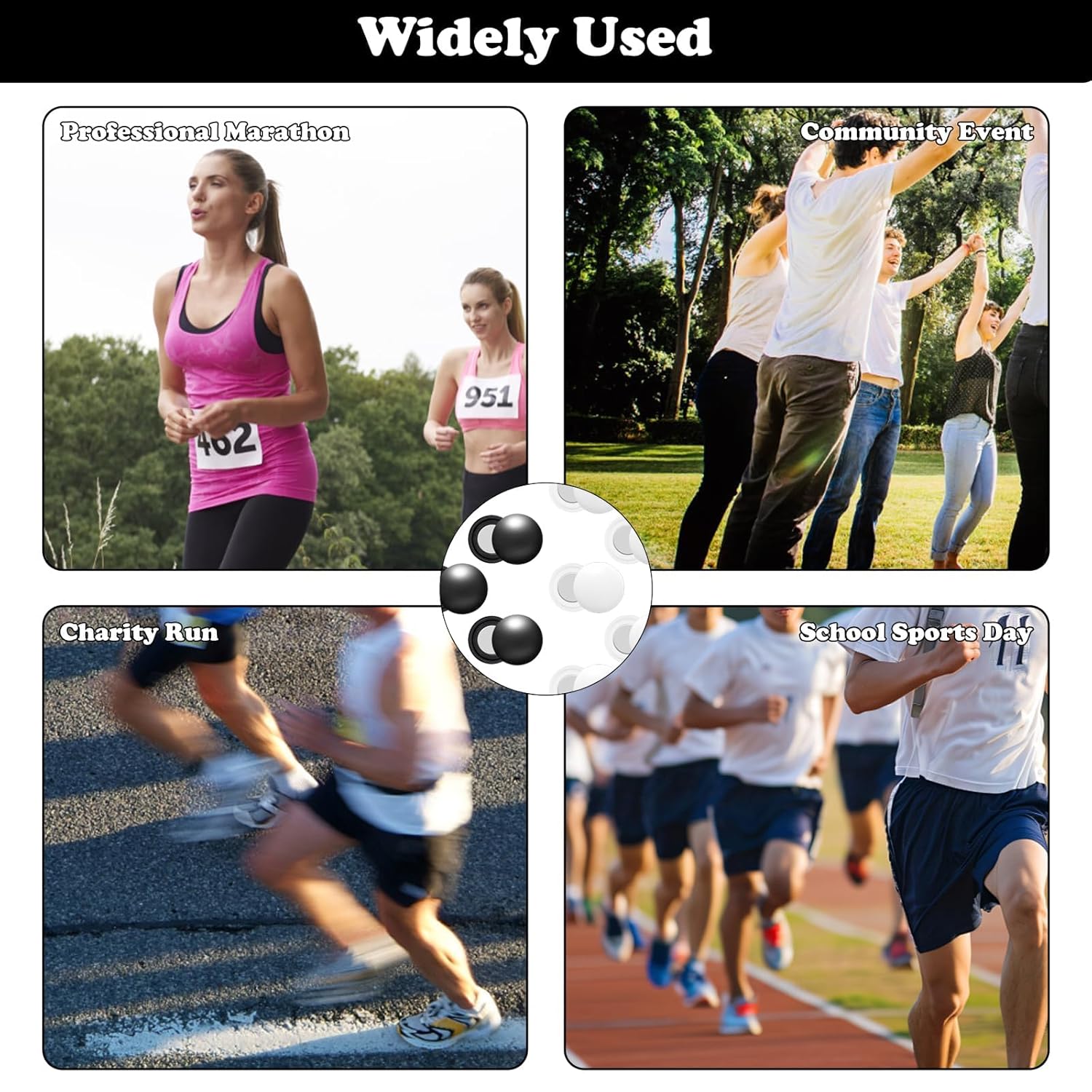 10Pcs Marathon Running Bib Clips Magnets for Runners Race Number Bib Clips Buckles Fixing Fastener, Running Accessories White Black Replacement for pins for Triathlon Cycling Field Competition Supplie - Image 7