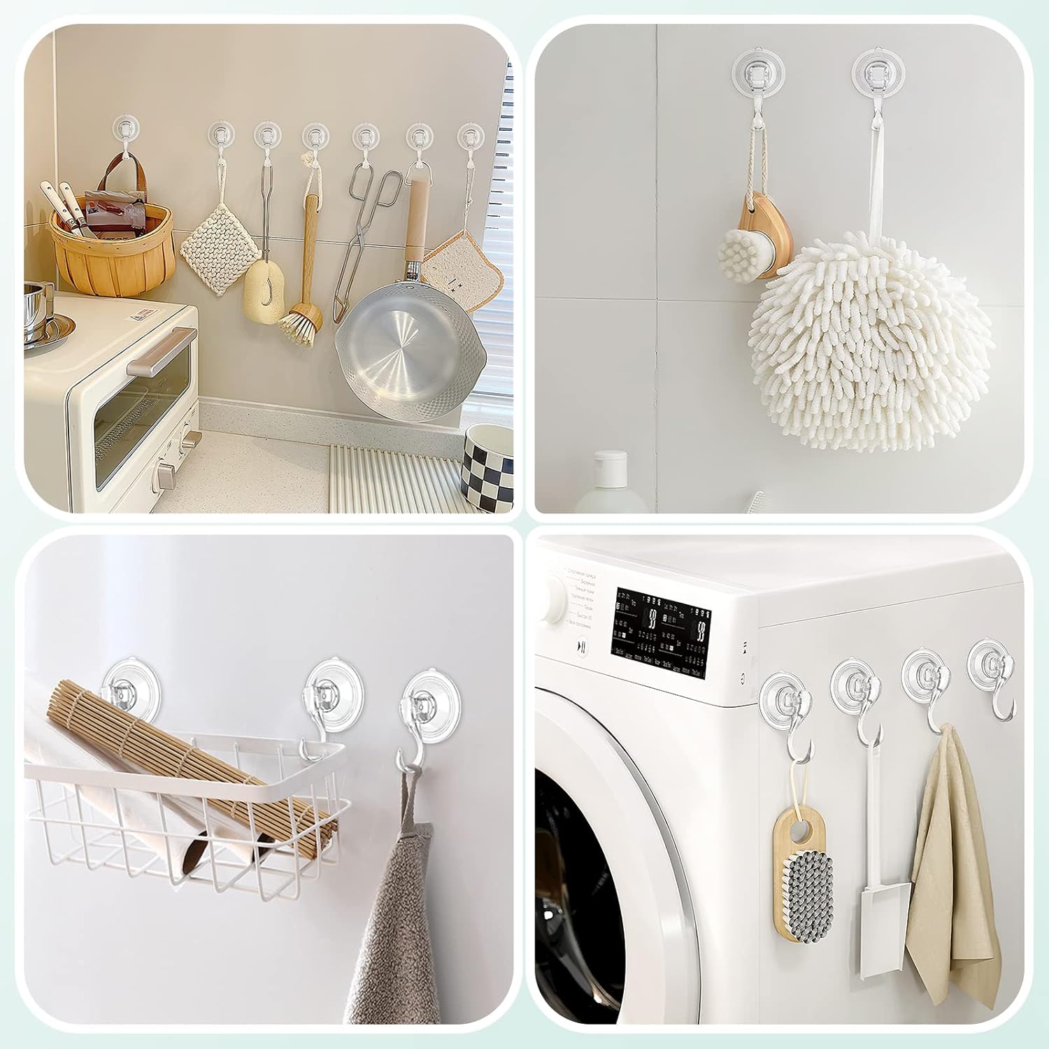 Large Suction Cup Hooks with Wipes, Heavy Duty, Removable and Reusable, Clear, 5 Pcs - Image 2