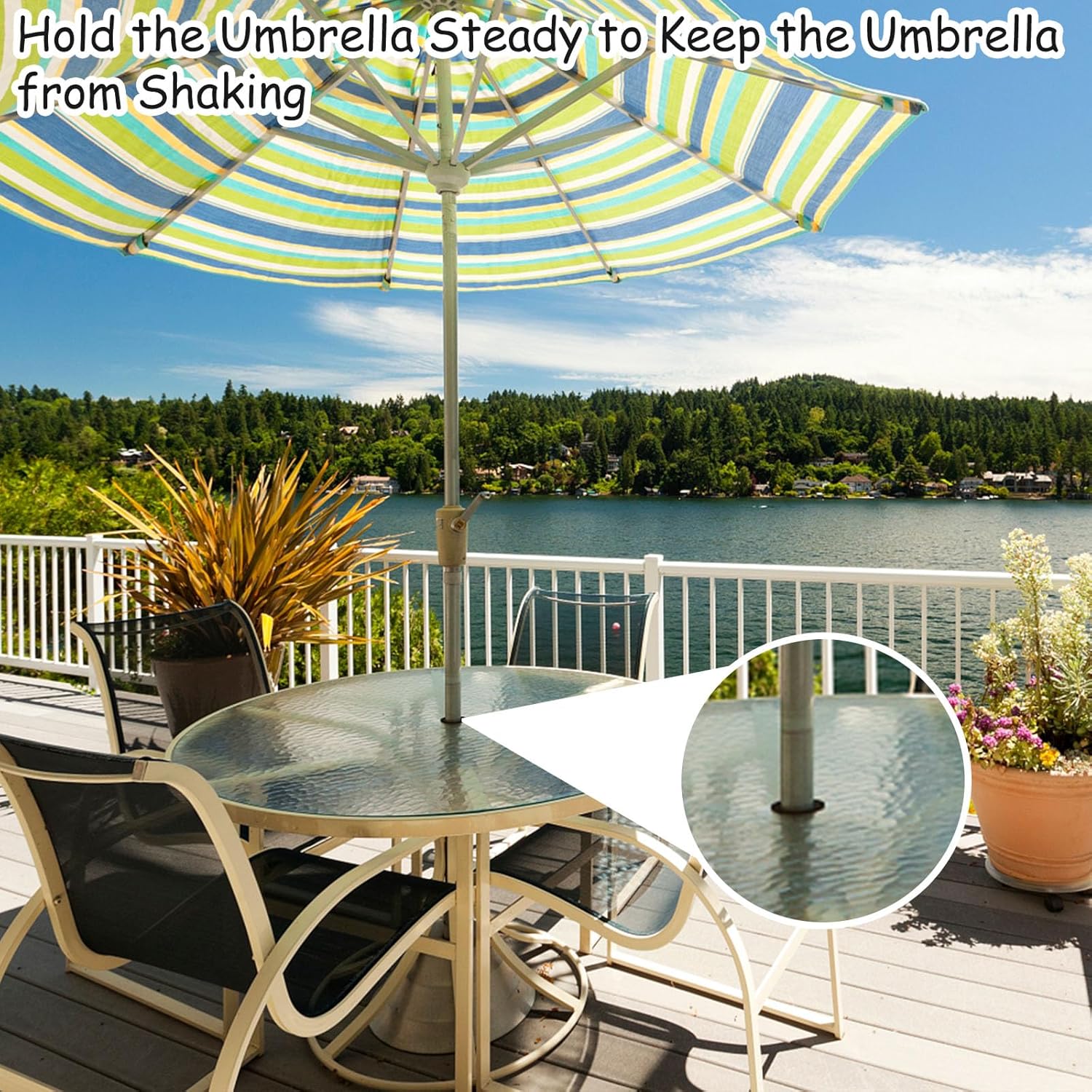 4Pcs Patio Table Umbrella Hole Ring Plug, Silicone Pool Umbrella Sleeve Stabilizer Cone Wedge, Umbrella Table Ring Hole Insert for 2-2.5 Inch Table Hole or 1.5 Inch Pool Umbrella Adapter (Black) - Image 3