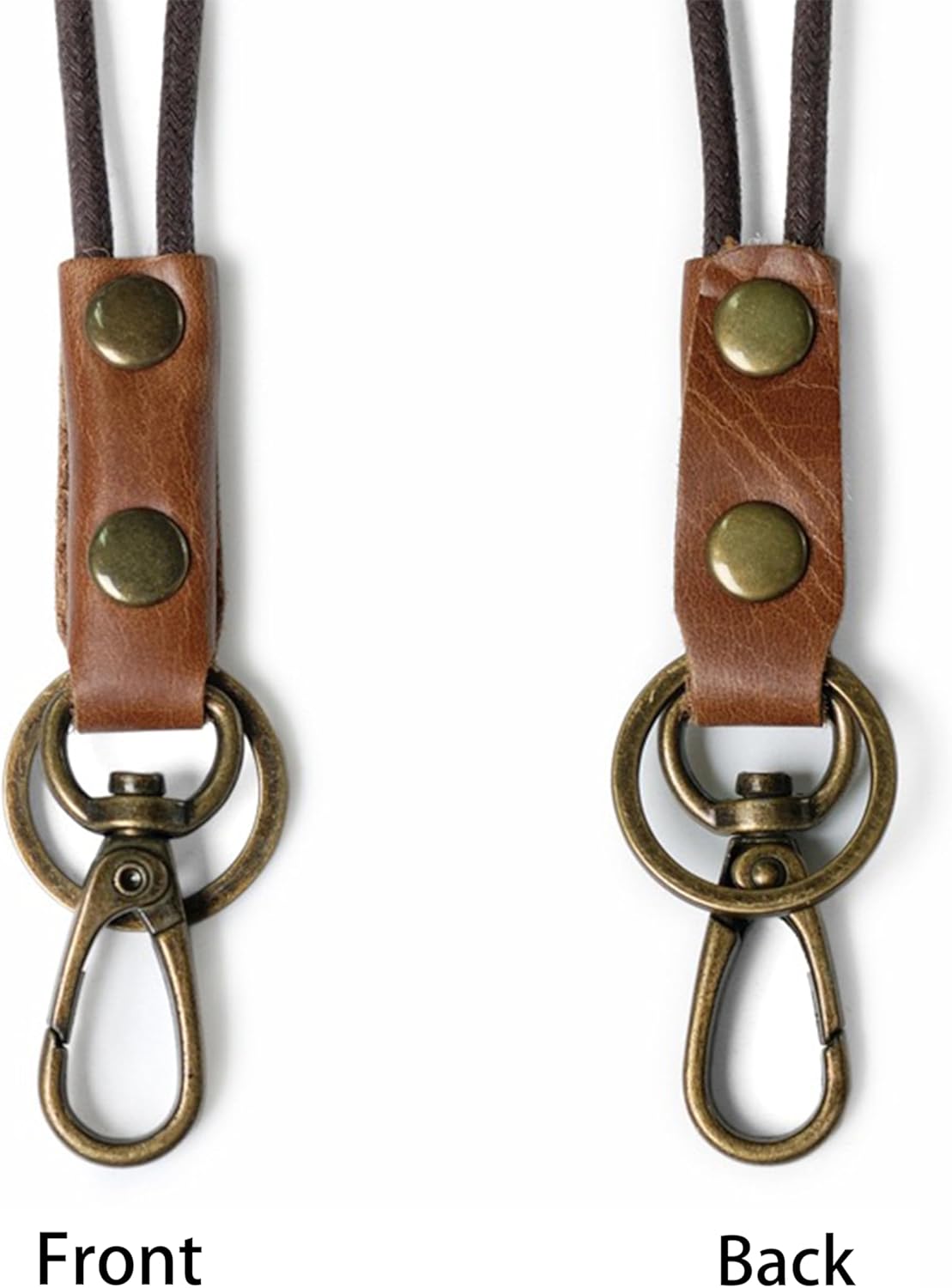 Lanyard For Key and ID Badge Holder, Leather Lanyard For ID Card, Retro Style Lanyards for ID Badges - Image 2