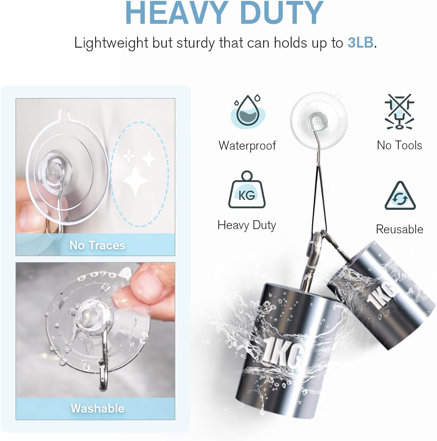 Suction Cup Hooks, 1.77 Inch Small Window Suction Cups with Metal Hooks, Removable and Reusable, Clear, 12 Pcs - Image 3