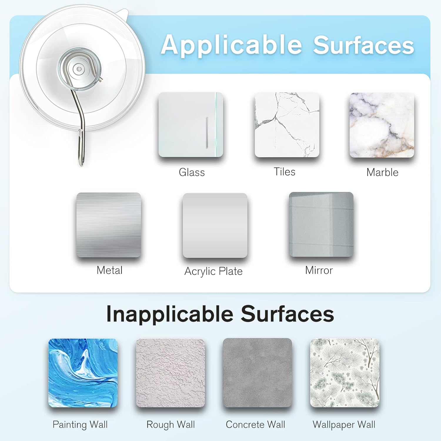 Suction Cup Hooks, 1.77 Inch Small Window Suction Cups with Metal Hooks, Removable and Reusable, Clear, 12 Pcs - Image 8