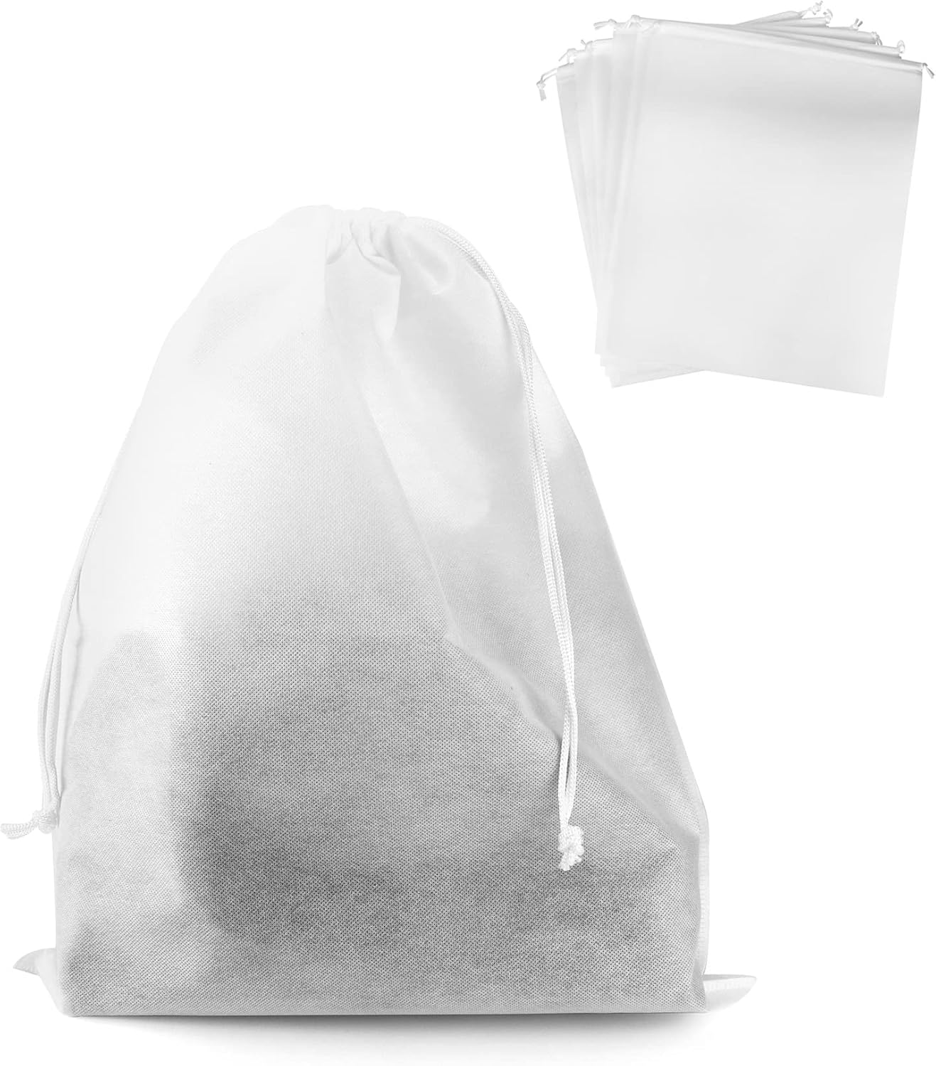 Drawstring Dust Covers, 6 Pcs Breathable Non-woven Fabric Large Cloth Storage Pouch String Bag for Handbags Purses Shoes - Image 1