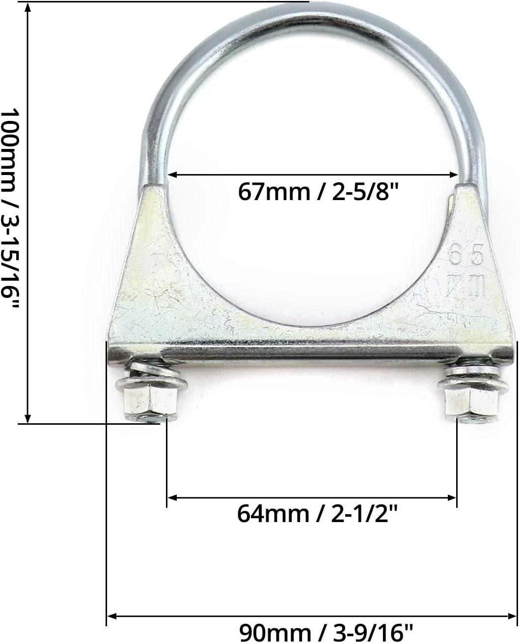 U-Bolt Muffler Tip Exhaust Hook, 2 Pack 2-1/2
