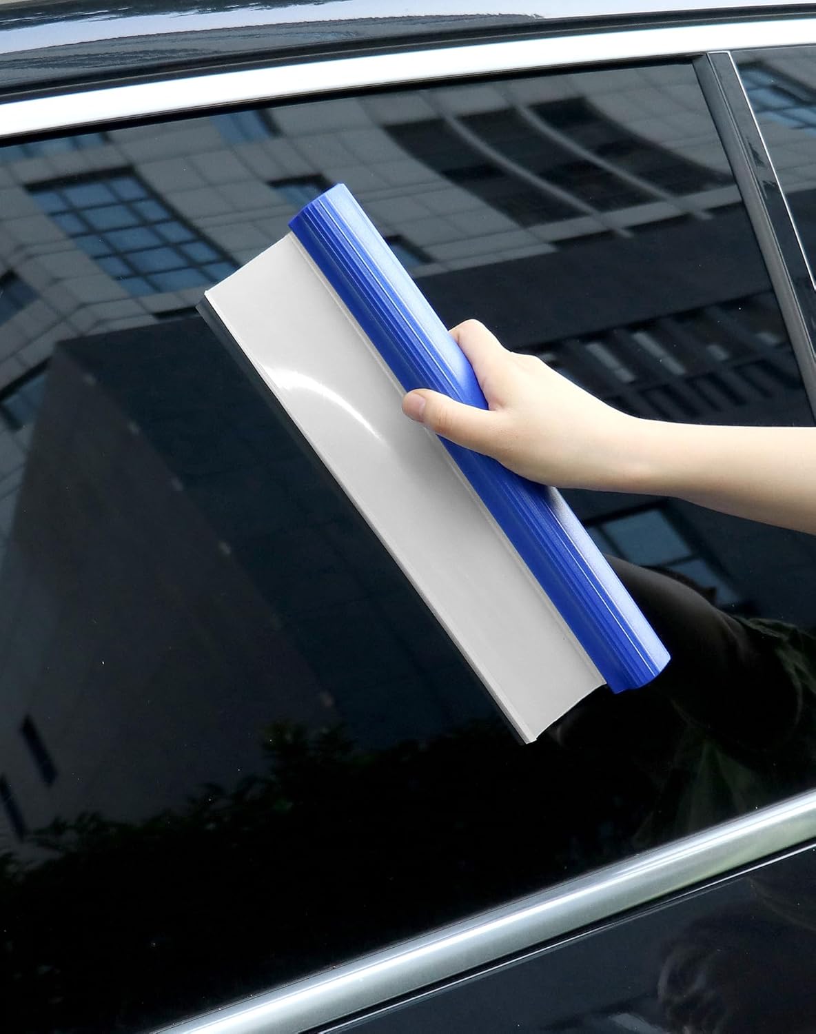 Car Squeegee, 2 Pack 12 inch Flexible Car Water Scraper Tool Silicone Window Squeegee for Car Or Home Use, Washing & Wiping Glass, Mirror & Shower Doors, Blue - Image 5