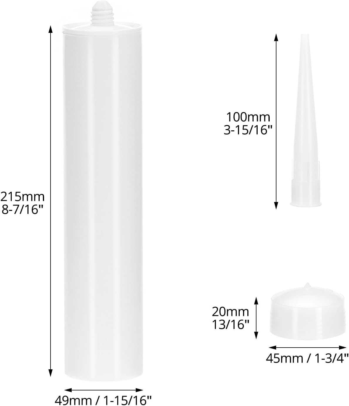 Empty Caulking Sealant Tubes - 11 Oz Capacity Each, 4 Pack Reusable Plastic, for Standard Caulking Guns - Image 6