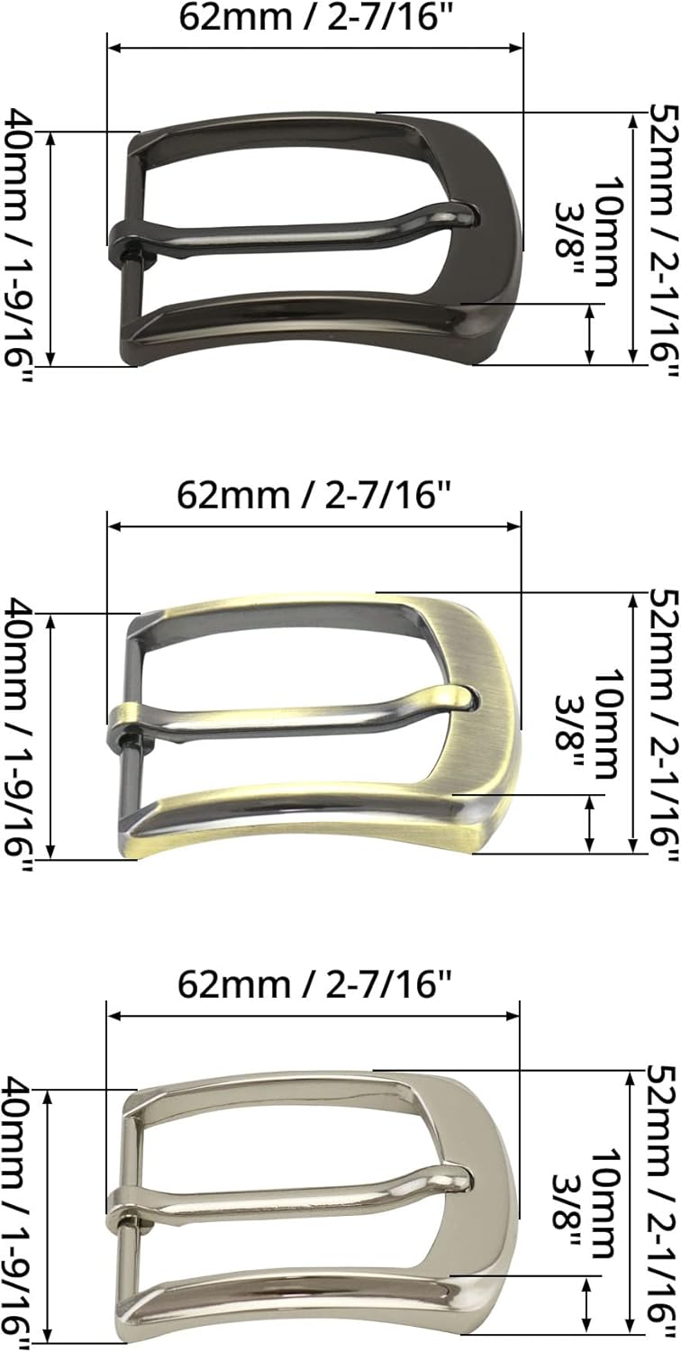 Classic Belt Buckles Set, 3 Pack Metal Belt Buckle 38-40 mm (1.5
