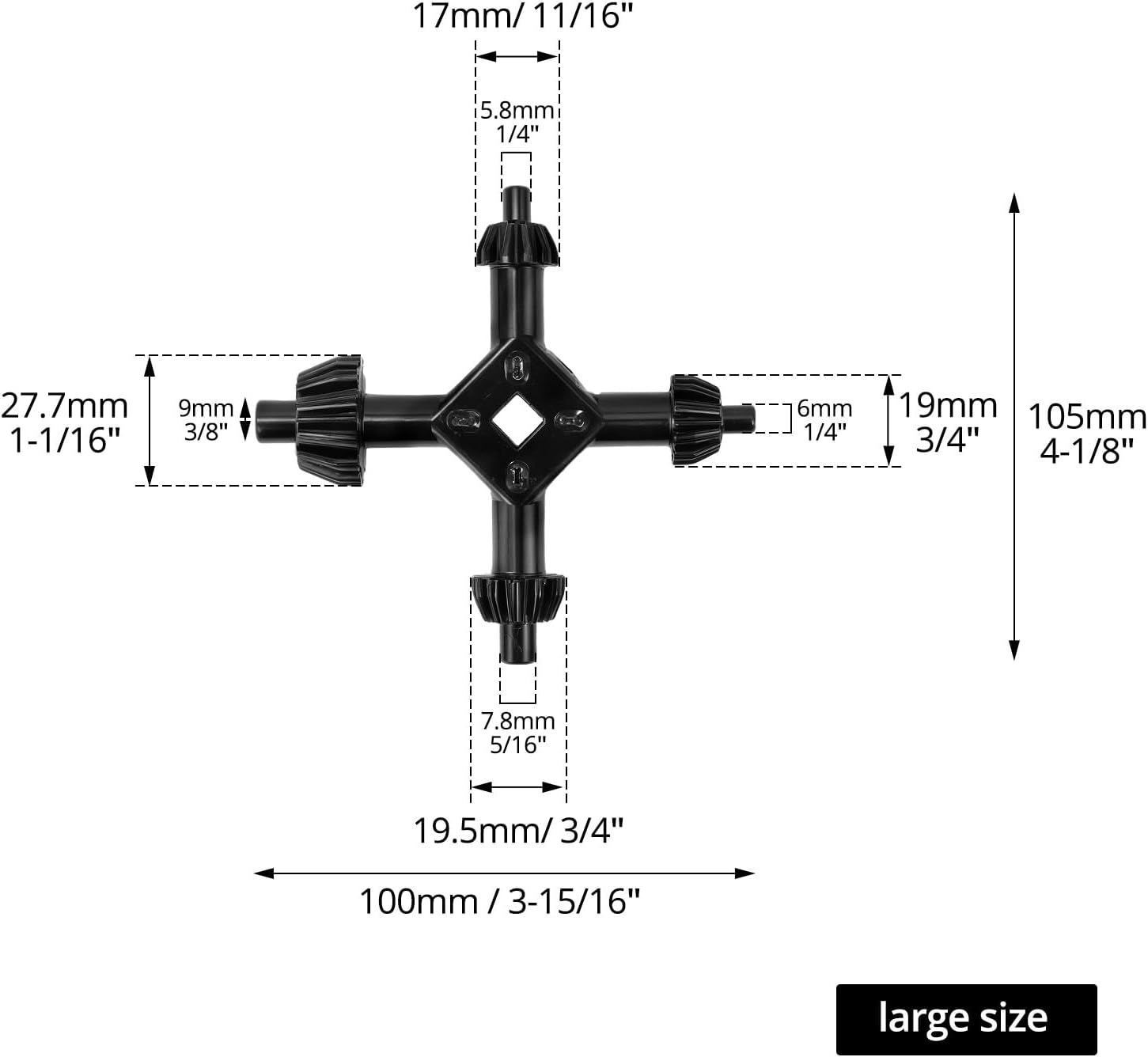 2pcs 4-in-1 Drill Chuck Key Set, Hand Drilling Chuck Wrench for Electric Drills, Size 3/8, 1/2, 3/4, 1 Inch, (L+S), - Image 7