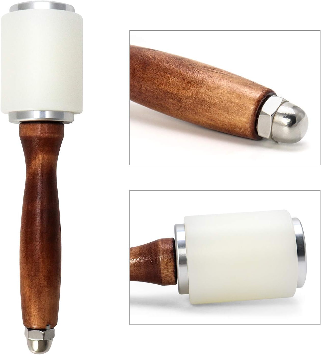 8inch Leather Carving Hammer, DIY Leathercraft Mallet with Nylon Straight Head Wood Handle, Sew Leather Cowhide Tool Kit - Image 3