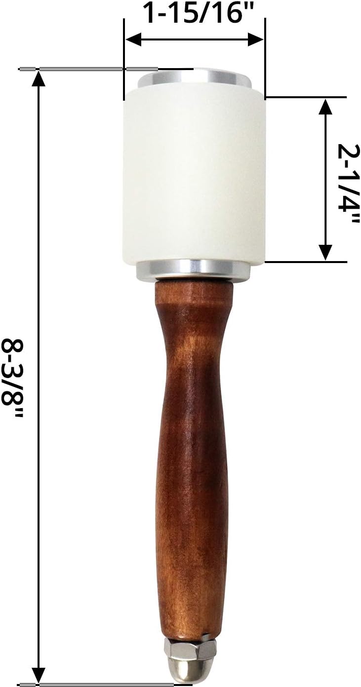 8inch Leather Carving Hammer, DIY Leathercraft Mallet with Nylon Straight Head Wood Handle, Sew Leather Cowhide Tool Kit - Image 6