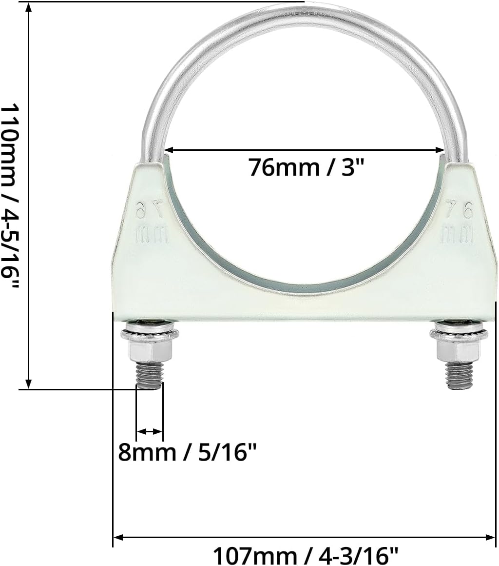 U-Bolt Muffler Tip Exhaust Hook, 2 Pack 3