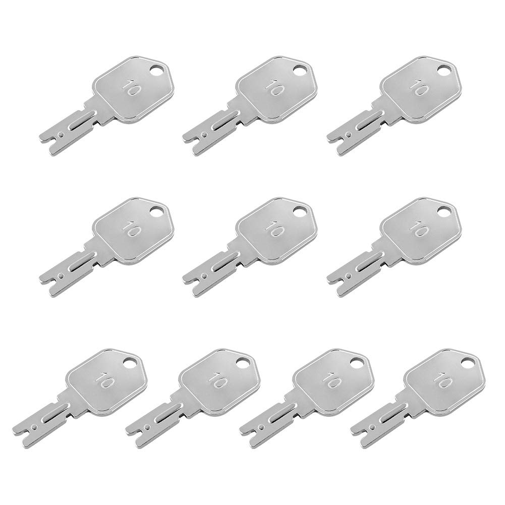 Ignition Keys, 10 Pack 166 Forklift Key Hyster Heavy Equipment Keys for Clark Yale Hyster Komatsu Crown - Image 1