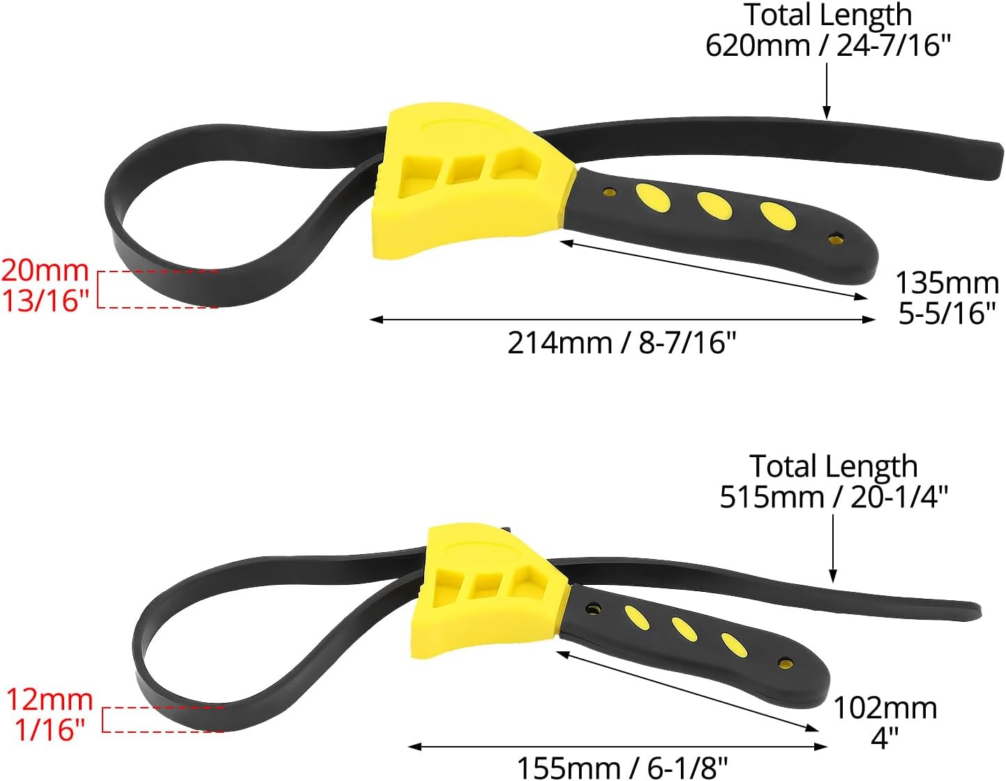 Adjustable Rubber Strap Wrench Set 24