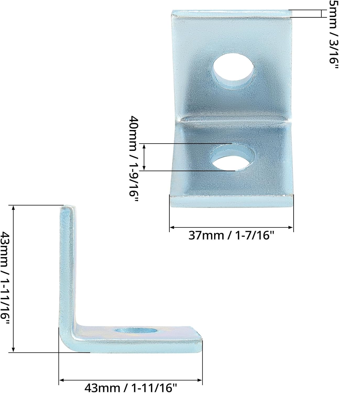 10-Pack Heavy Duty L-Shaped Connector Brackets - 2 Hole, Compatible with All 1-5/8