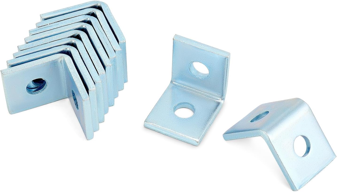 10-Pack Heavy Duty L-Shaped Connector Brackets - 2 Hole, Compatible with All 1-5/8