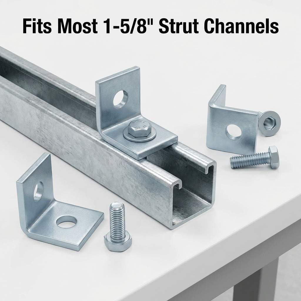 10-Pack Heavy Duty L-Shaped Connector Brackets - 2 Hole, Compatible with All 1-5/8