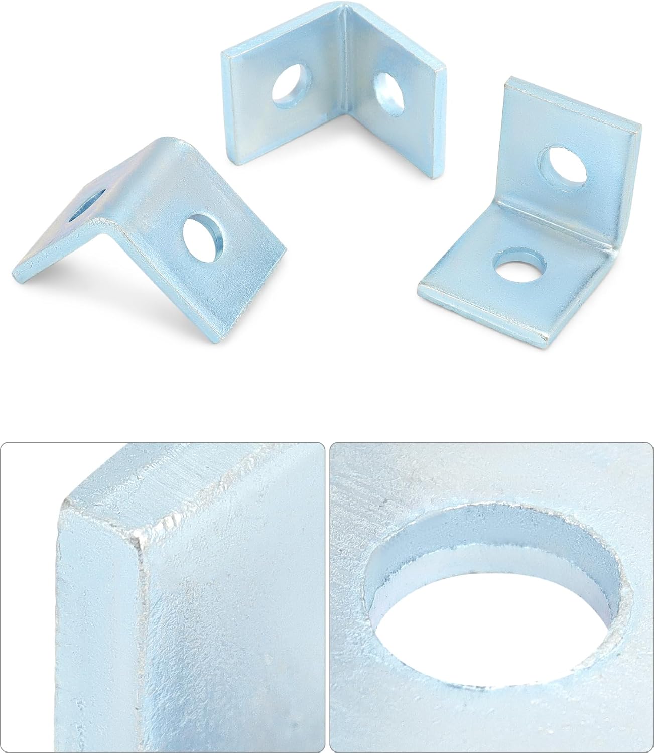 10-Pack Heavy Duty L-Shaped Connector Brackets - 2 Hole, Compatible with All 1-5/8