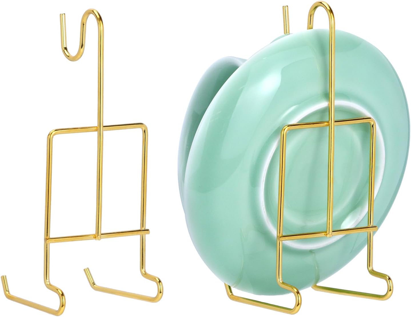 6 Pack Gold Tea Cup and Saucer Display Stand Holder Rack for China Coffee Mugs Organizer – Teacup Easel for Kitchen, Dining Room, and Curio Cabinet Displays - Image 2