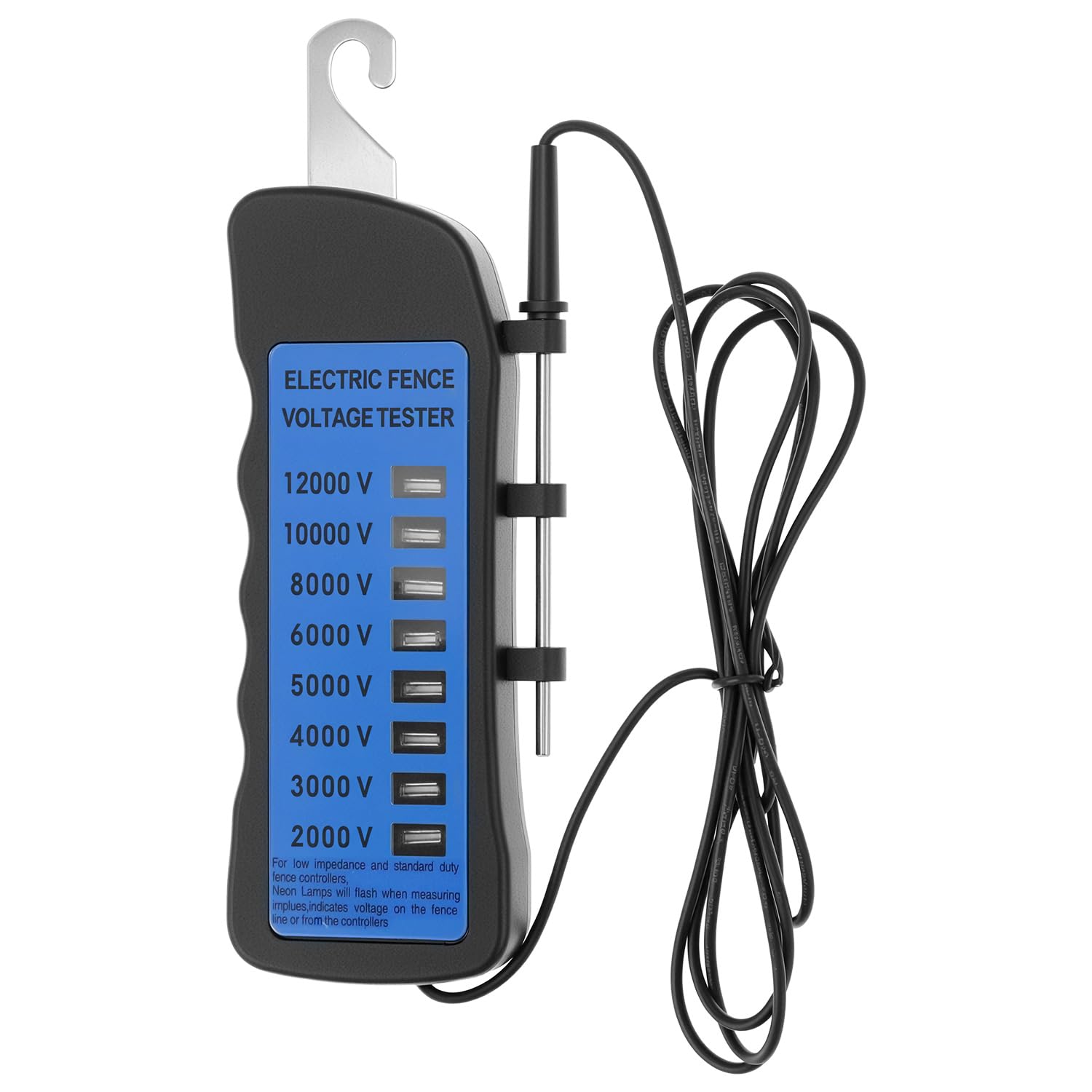 Electric Fence Voltage Tester, 12KV Fence Tester, 8 Neon Lights Testing Tool, Fault Finder for Farms - Image 1