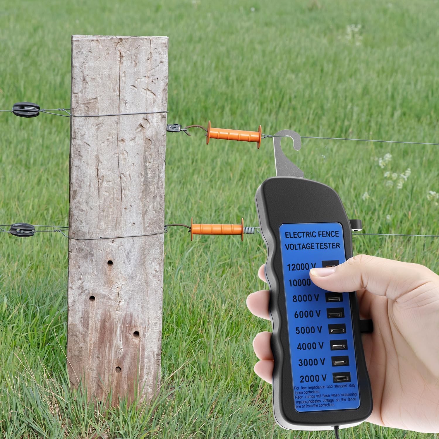 Electric Fence Voltage Tester, 12KV Fence Tester, 8 Neon Lights Testing Tool, Fault Finder for Farms - Image 3