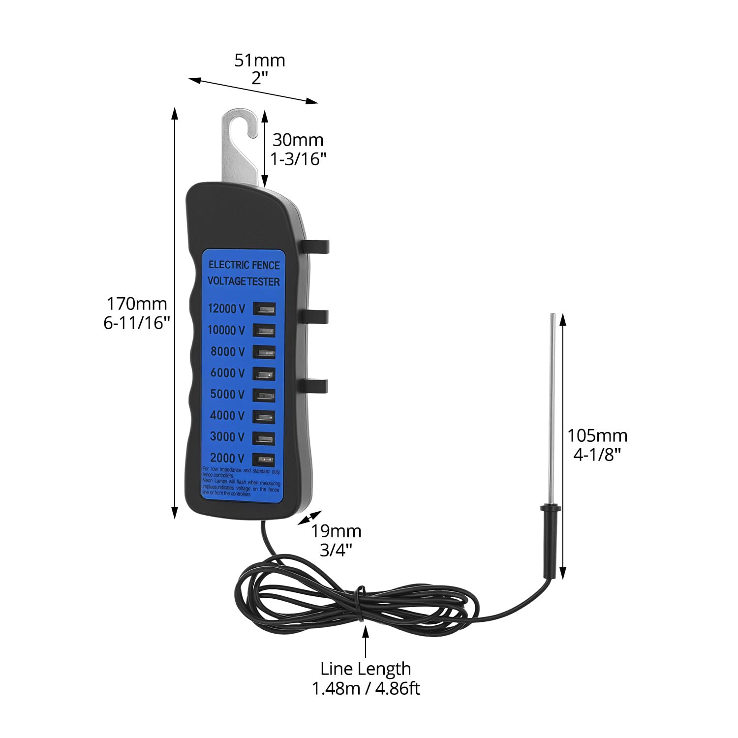 Electric Fence Voltage Tester, 12KV Fence Tester, 8 Neon Lights Testing Tool, Fault Finder for Farms - Image 5