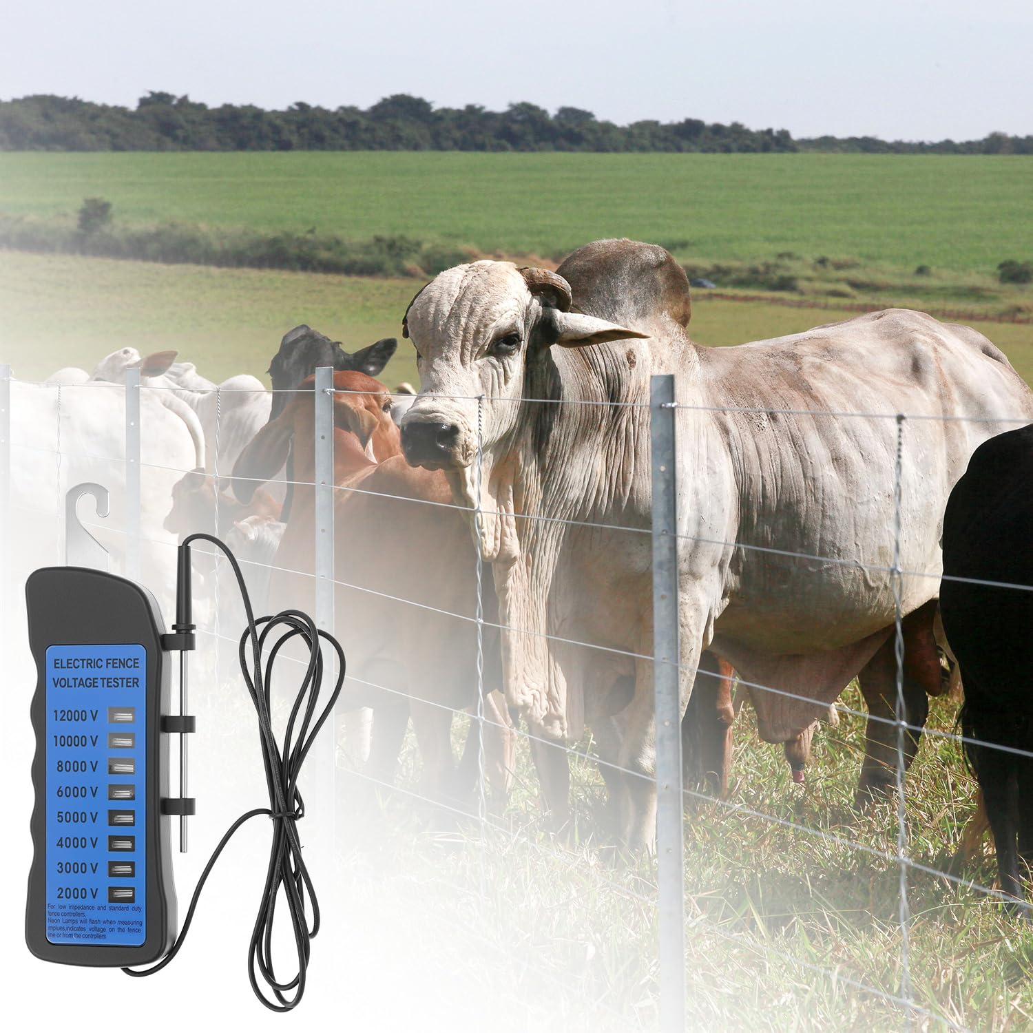 Electric Fence Voltage Tester, 12KV Fence Tester, 8 Neon Lights Testing Tool, Fault Finder for Farms - Image 8