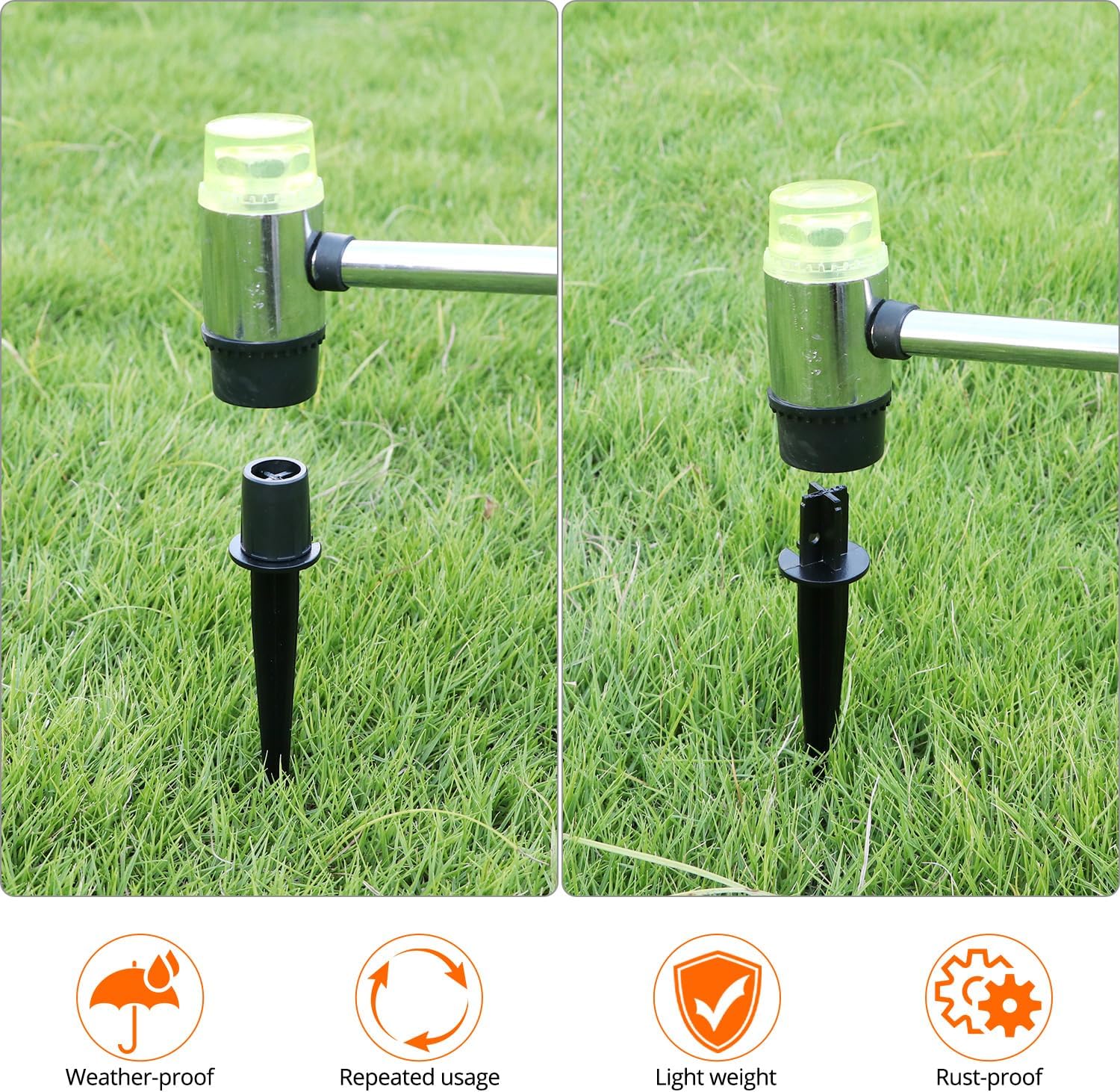 Metal Stakes Solar Lights Replacement Spike, 8 Pack Reinforced Ground Stakes, Replacement Nails for Garden Lights Landscape Pathway Patio Lamps Pole, 0.78x5.36 inches Outdoor Ground Stake - Image 5