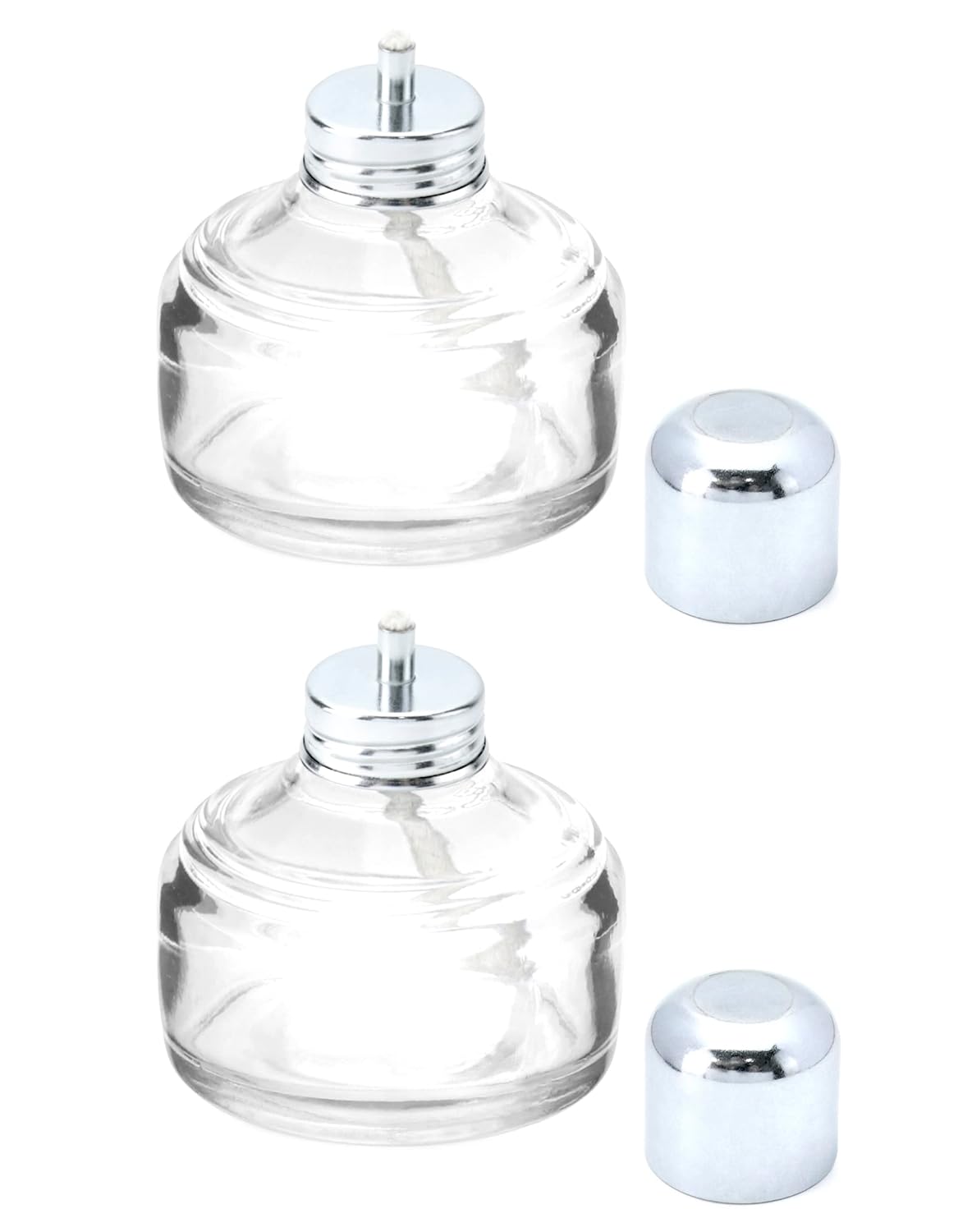 Alcohol Lamp, 2 Pack 120ml Glass Laboratory Alcohol Burner Lamp, Lab Equipment Heating Bottle with Cotton Wick and Metal Cap, for Science Experiments, Fuel Not Included - Image 1