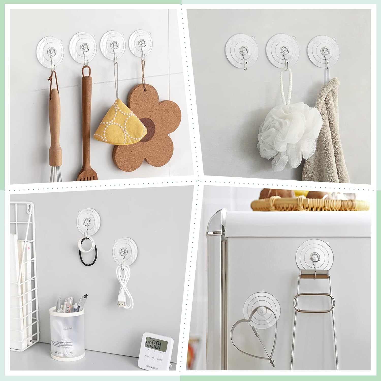 2 Pcs Large Suction Cup Hooks and 10 Pcs Large Suction Cup with Metal Hooks - Image 6