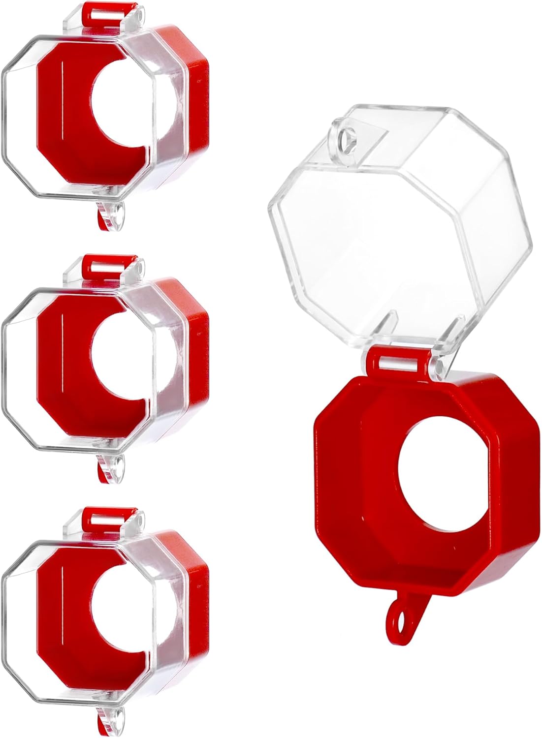 Emergency Stop Button Cover, 4 Pack Plastic Switch Cover Protector, Toggle Switch Push Button Switch Lockout Cover, Add Protection - Image 1