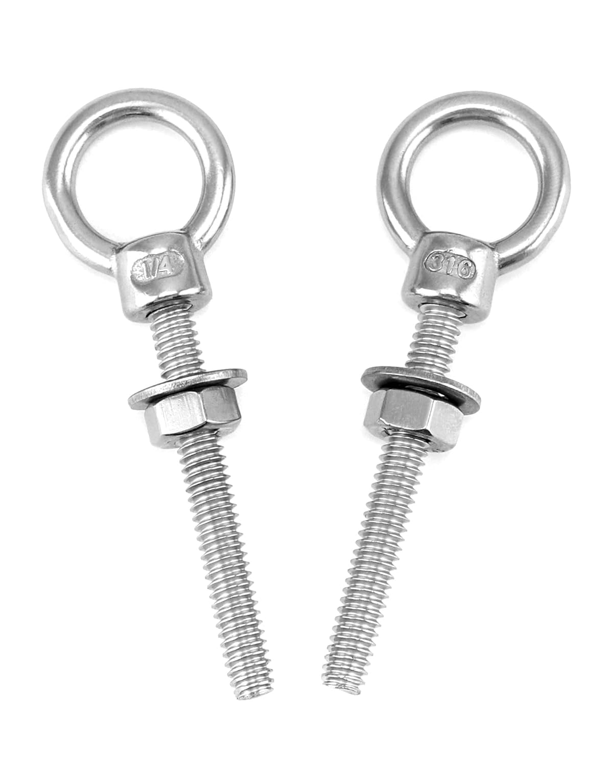 Shoulder Eye Bolts, 10 Pack 316 Stainless Steel Shoulder Threaded Eyebolts- 1/4