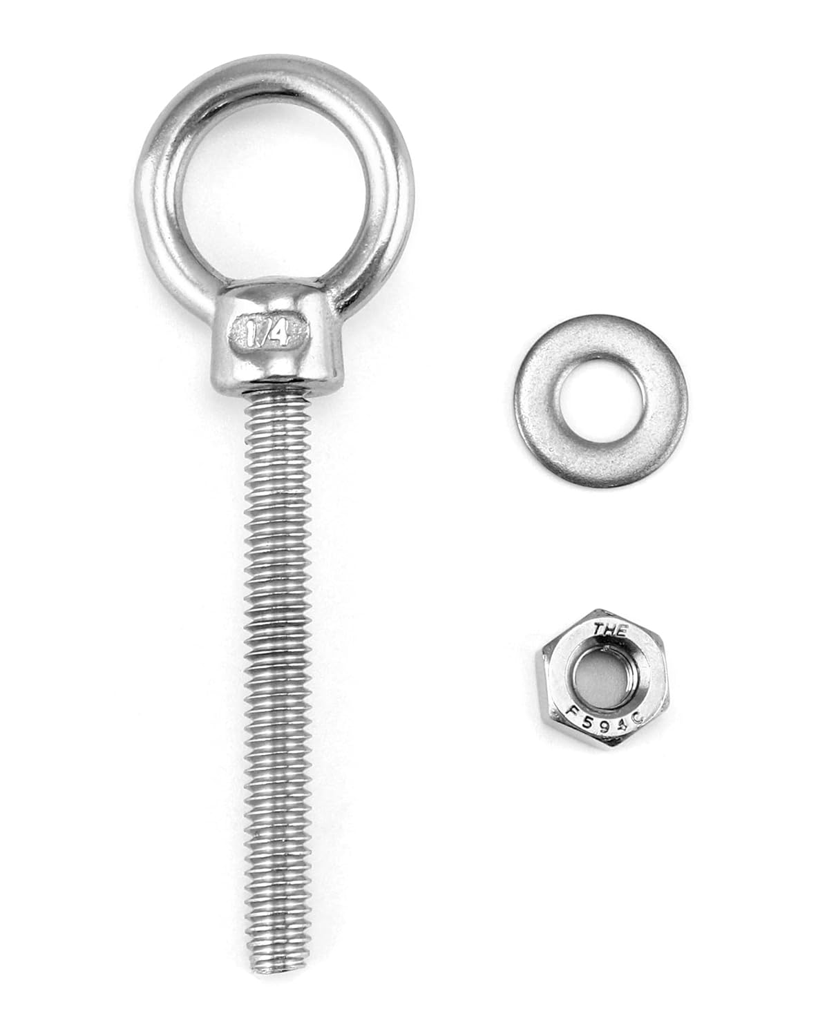 Shoulder Eye Bolts, 10 Pack 316 Stainless Steel Shoulder Threaded Eyebolts- 1/4