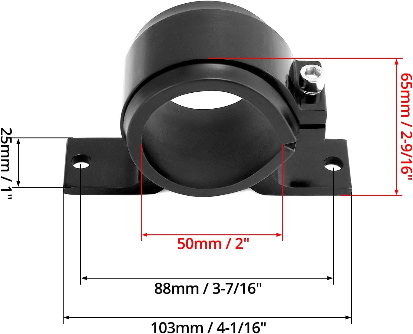 Fuel Pump Clamp Holder, 2 Pack 50mm Fuel Filter Mounting Bracket, Premium Aluminum Alloy Oil/Fuel Pump Mounting Bracket, Secure Filter Clamp Cradle, Sleek Black Design - Image 6