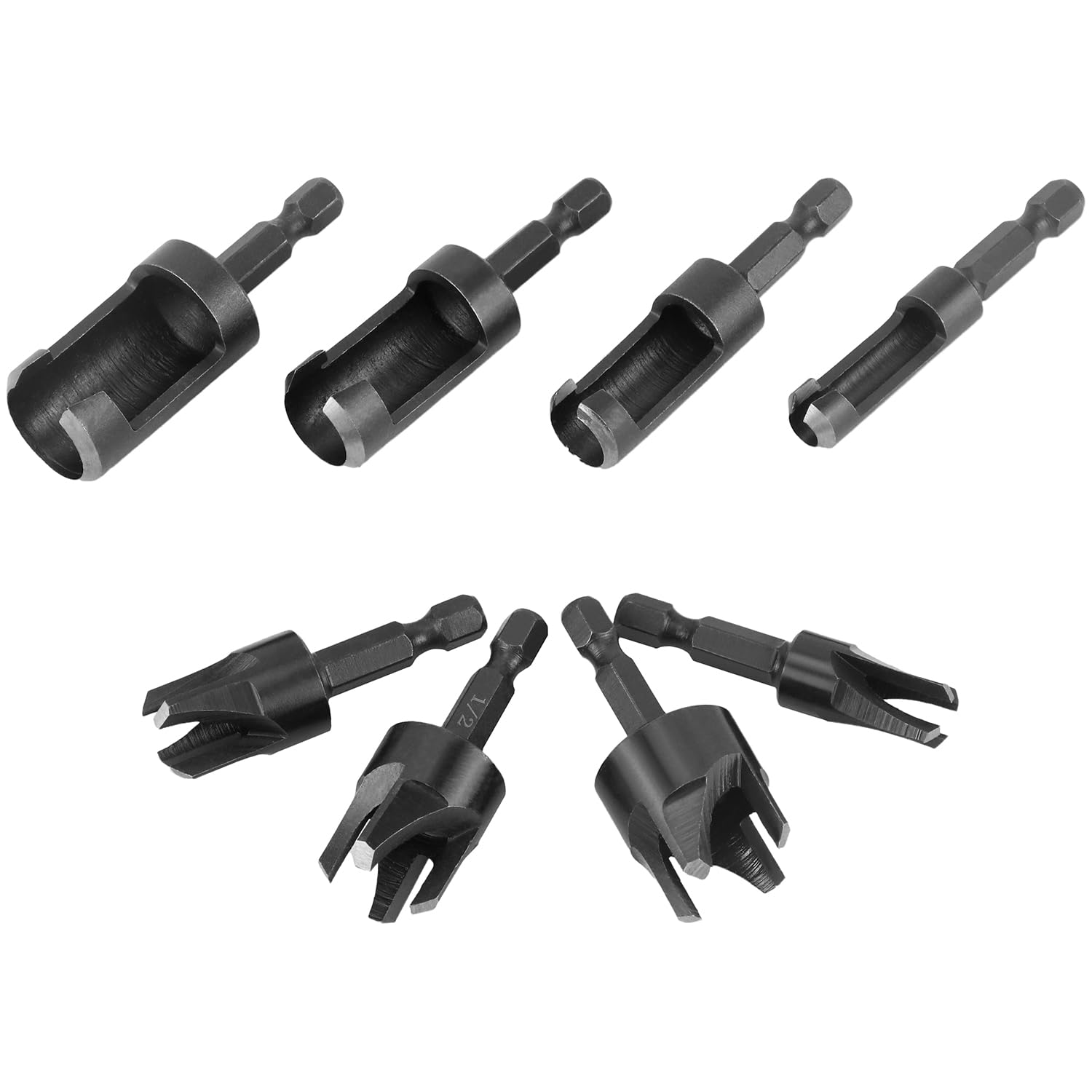 Wood Plug Cutter Drill Bit Set, 8Pcs, Includes 1/4