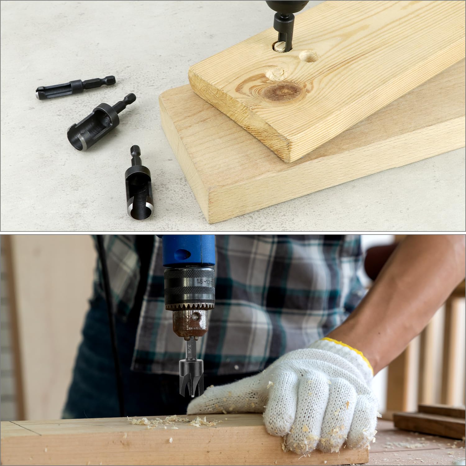 Wood Plug Cutter Drill Bit Set, 8Pcs, Includes 1/4