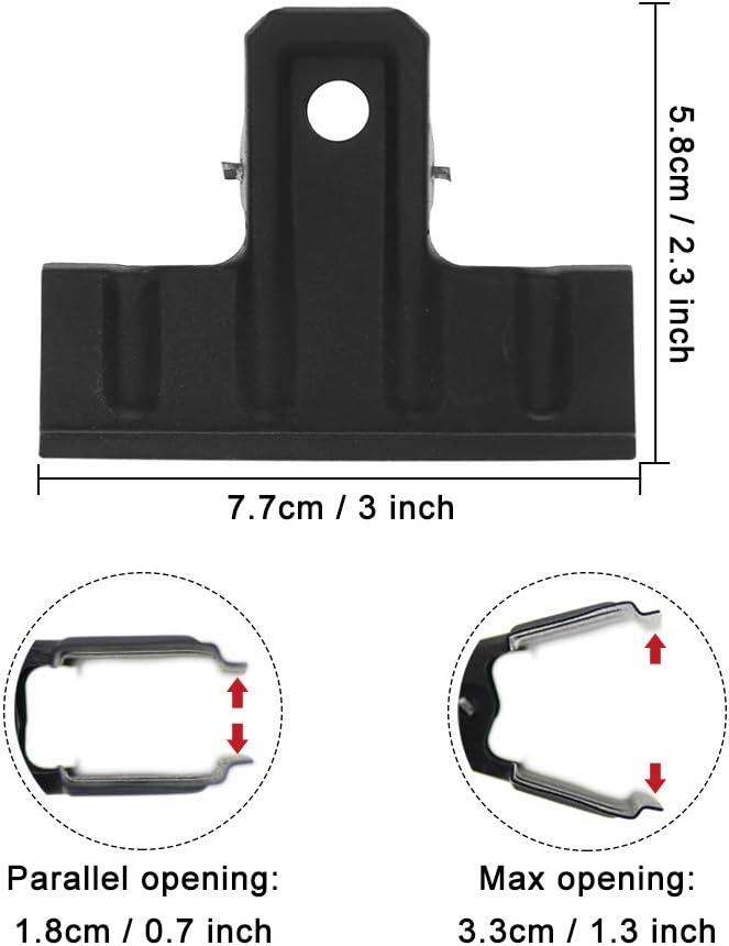 Black Large Bull Clips Thickened, 10 Pcs 3 Inch Long Metal Binder Paper Clip Clamps for Office Kitchen, Drawing Board, Art Crafts (77 mm) - Image 7