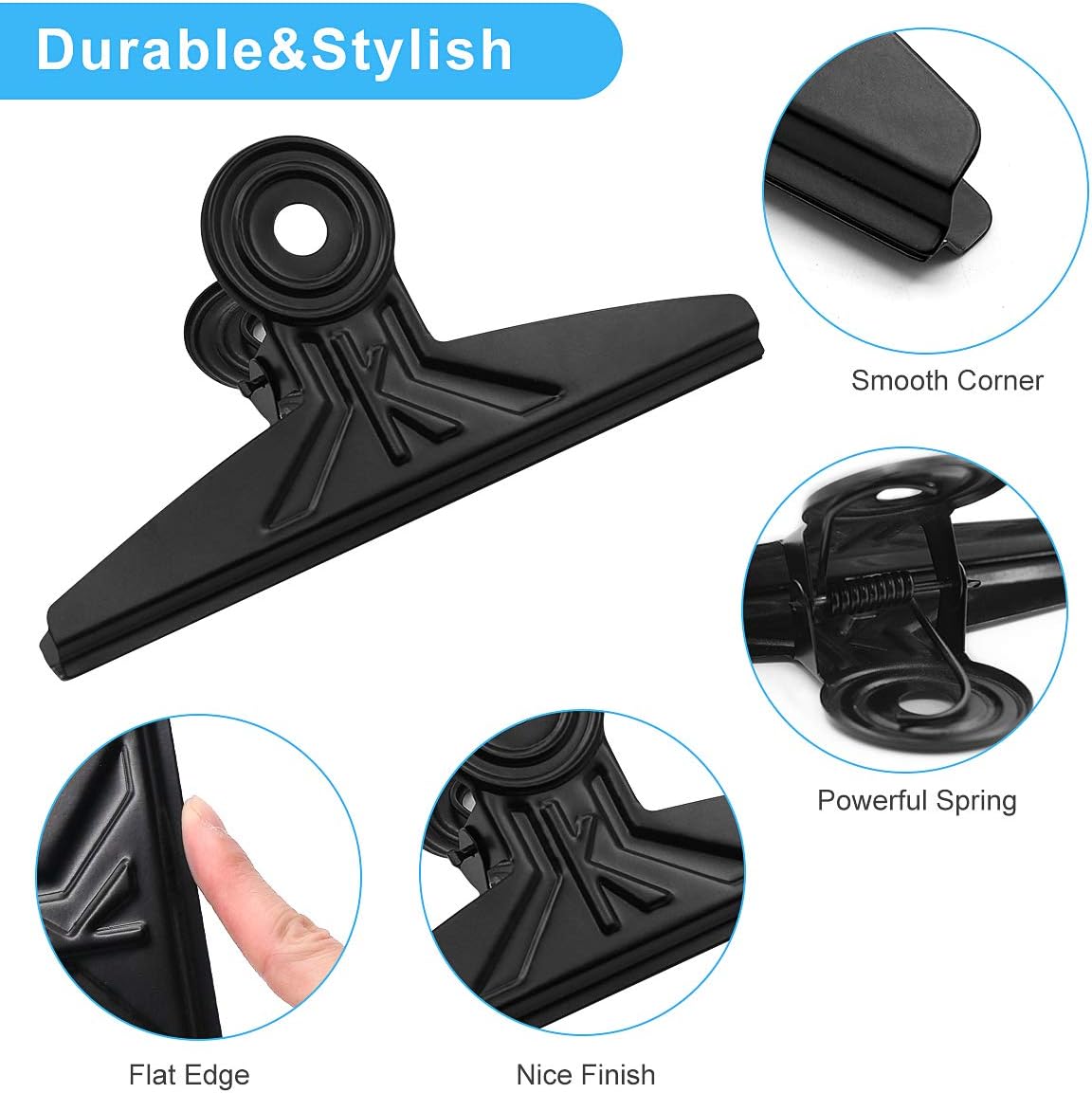 Extra Large Bulldog Clips - 2 PCS 20cm Long Jumbo XL Bull Binder Paper Clip Clamps for Office (Black, 7 7/8 Inch) - Image 7