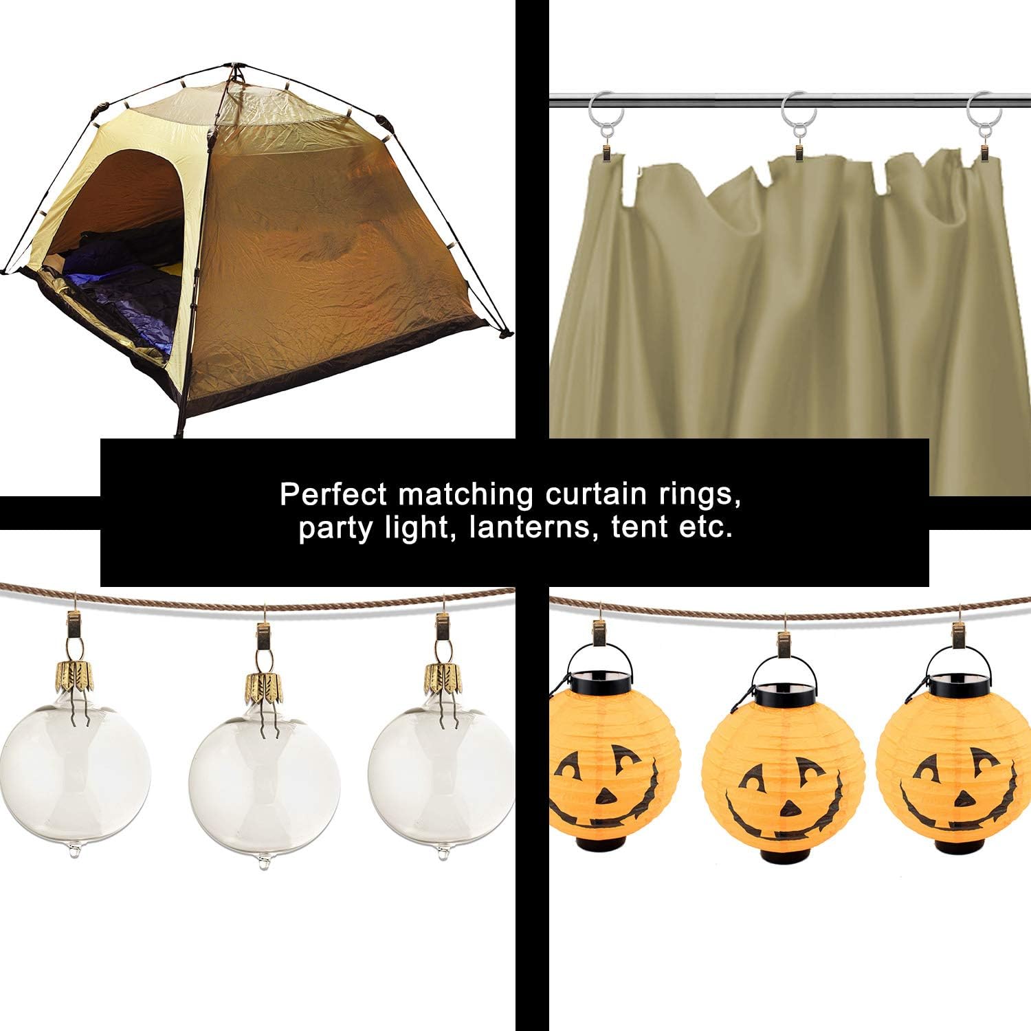 Small Curtain Clips Gold - 100 Pack Stainless Steel Curtain Hooks for Hanging Party String Lights Indoor, Art Crafts, Christmas Wedding Decoration (Light Gold) - Image 8