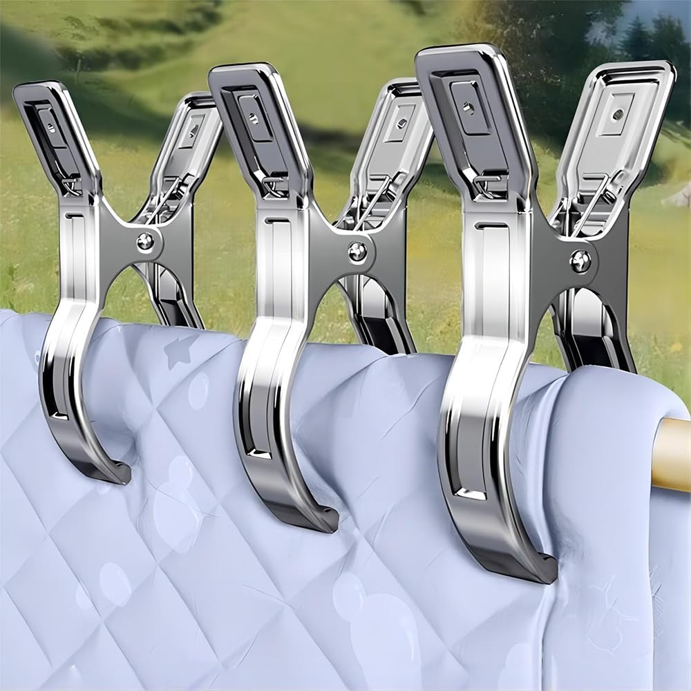 Metal Pool Cover Clips - 10 Pcs Large Beach Towel Chair Clips 5.5 Inch Stainless Steel Clothes Pins Quilt Clamps Windproof for Sunbed Lounge Cruise (14cm) - Image 1