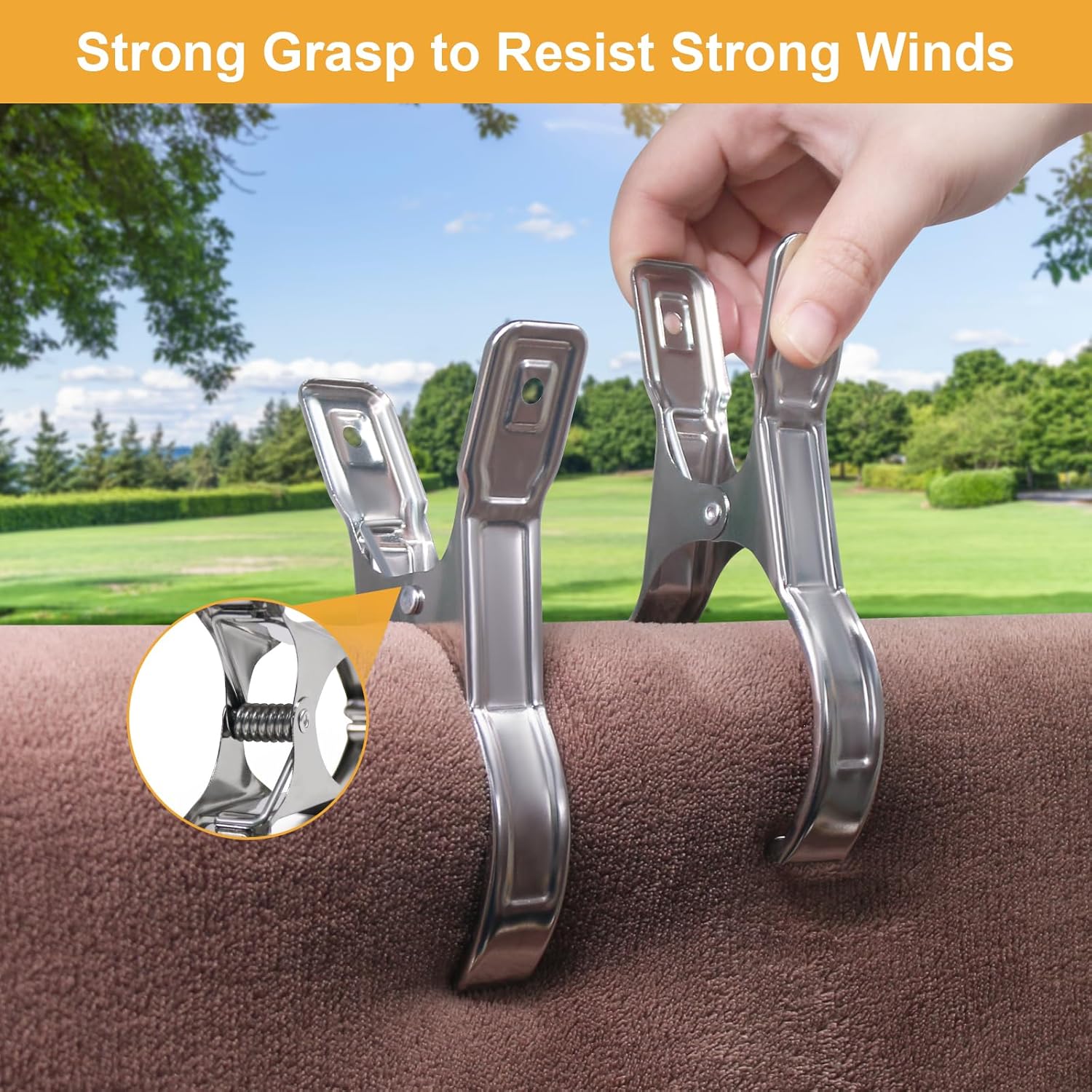 Metal Pool Cover Clips - 10 Pcs Large Beach Towel Chair Clips 5.5 Inch Stainless Steel Clothes Pins Quilt Clamps Windproof for Sunbed Lounge Cruise (14cm) - Image 2