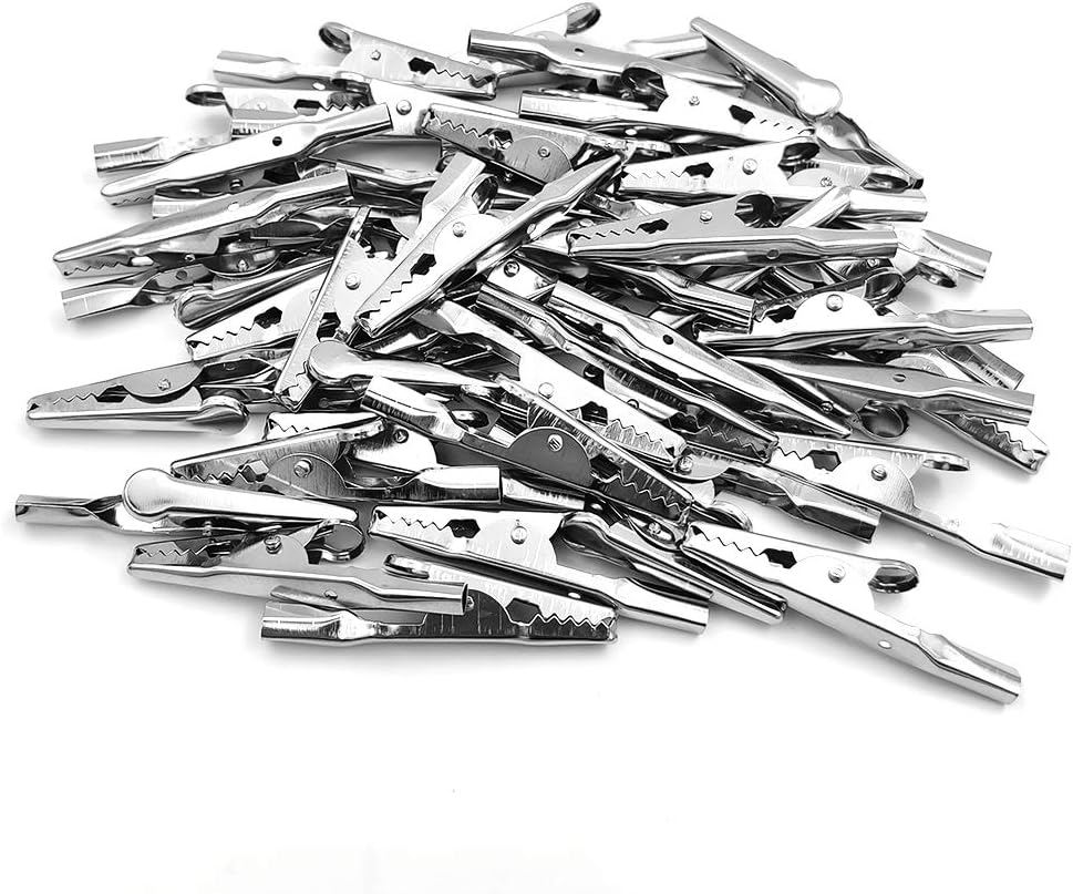 100 Pcs Metal Alligator Clips 2 Inch, 51mm Electrical Steel Crocodile Clips Spring Clamps Silver Tone Nickel Plated - Image 7