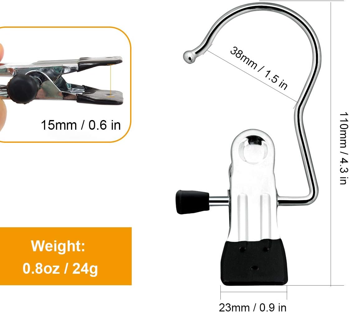 Boot Hanging Clips Hooks - 8 Pcs Boot Hangers Laundry Clips Stainless Steel Clothes Pins for Drying Sock (Black) - Image 2